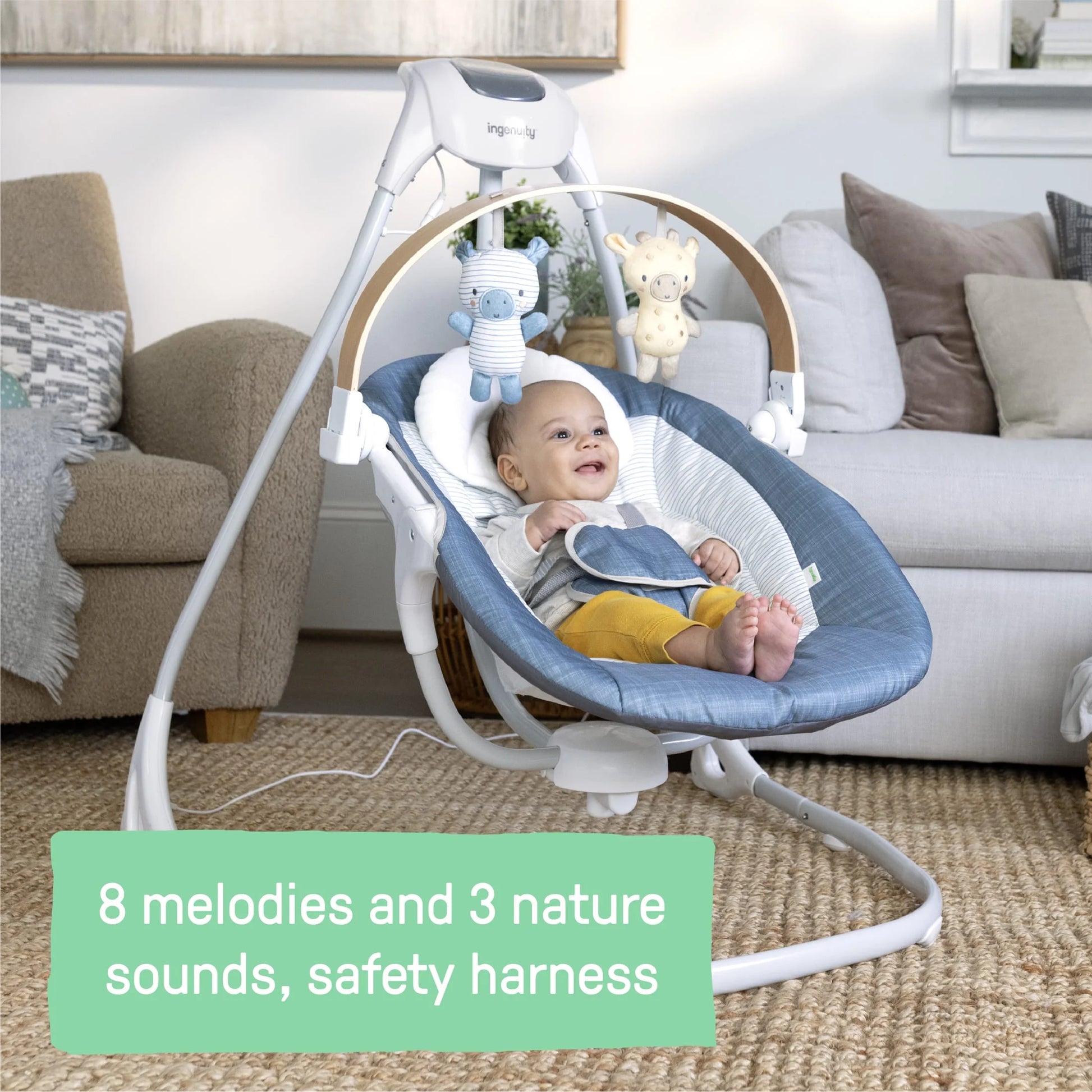Simplecomfort Compact Soothing Baby Swing for Infants, Blue
