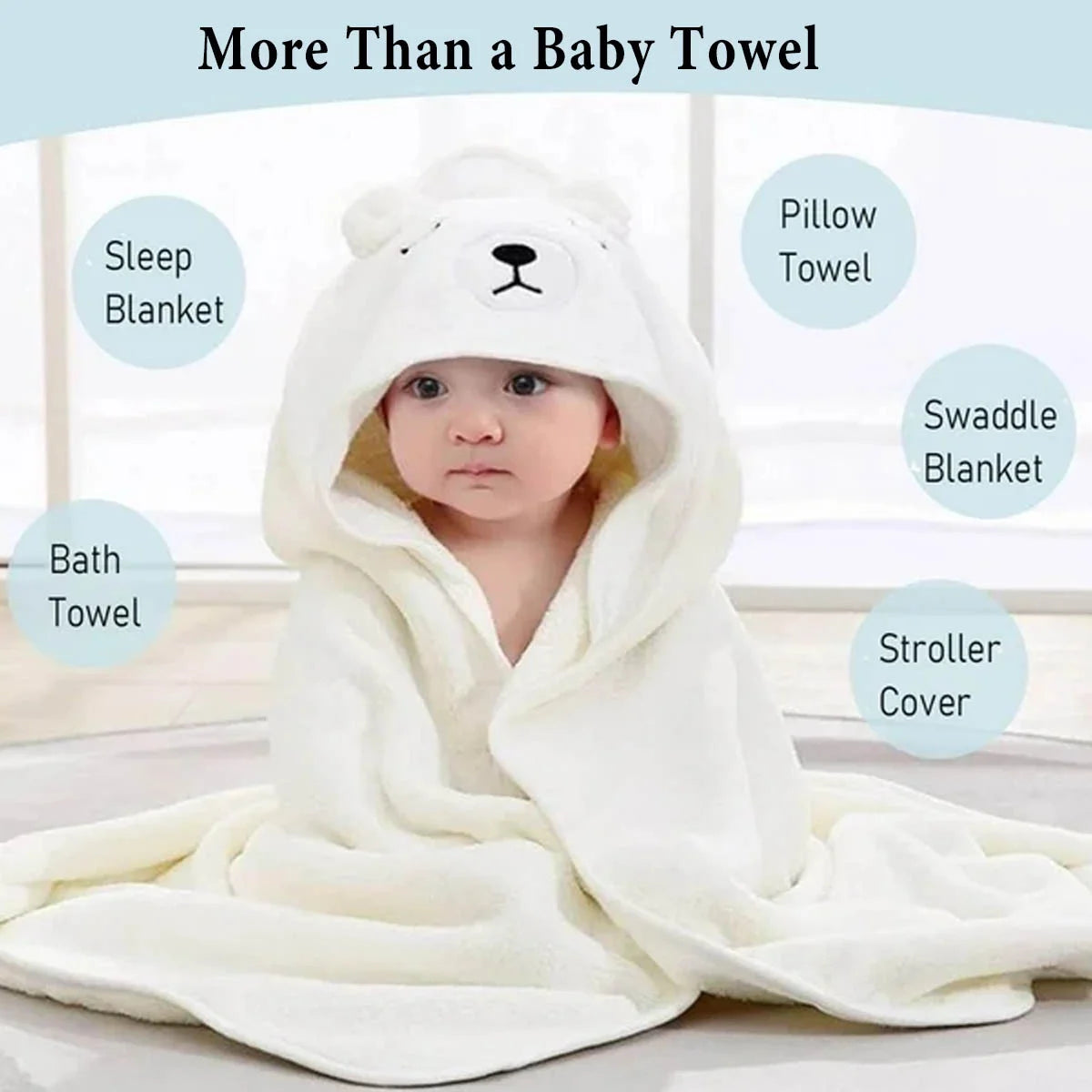 IFCOW 2Pcs Baby Hooded Towels Soft Cotton Baby Bath Towel ，31.5 X 31.5" Ultra Absorbent Towel for Newborn Toddler Infants Babie Gifts