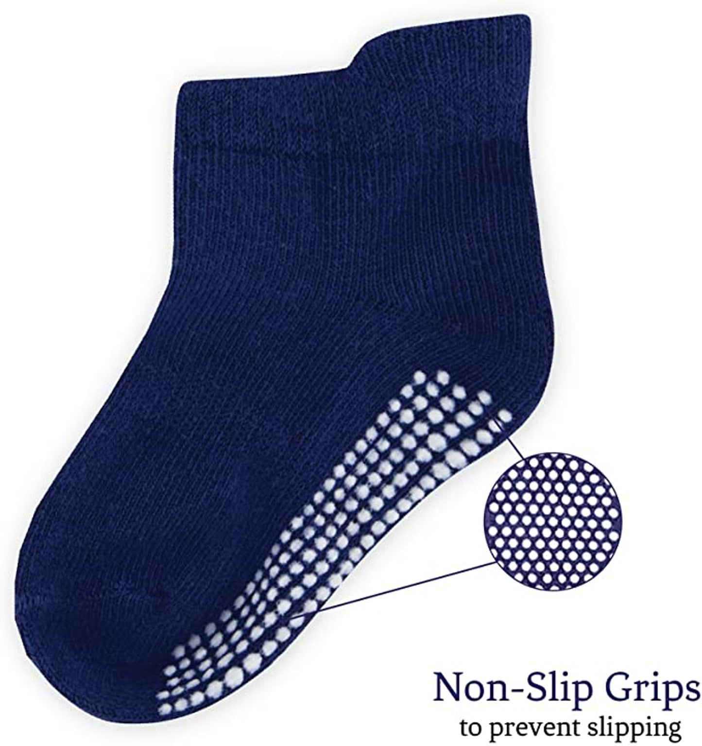 Unisex Non Slip Low-Cut Grip Socks for Infants and Toddlers (9 Pack)
