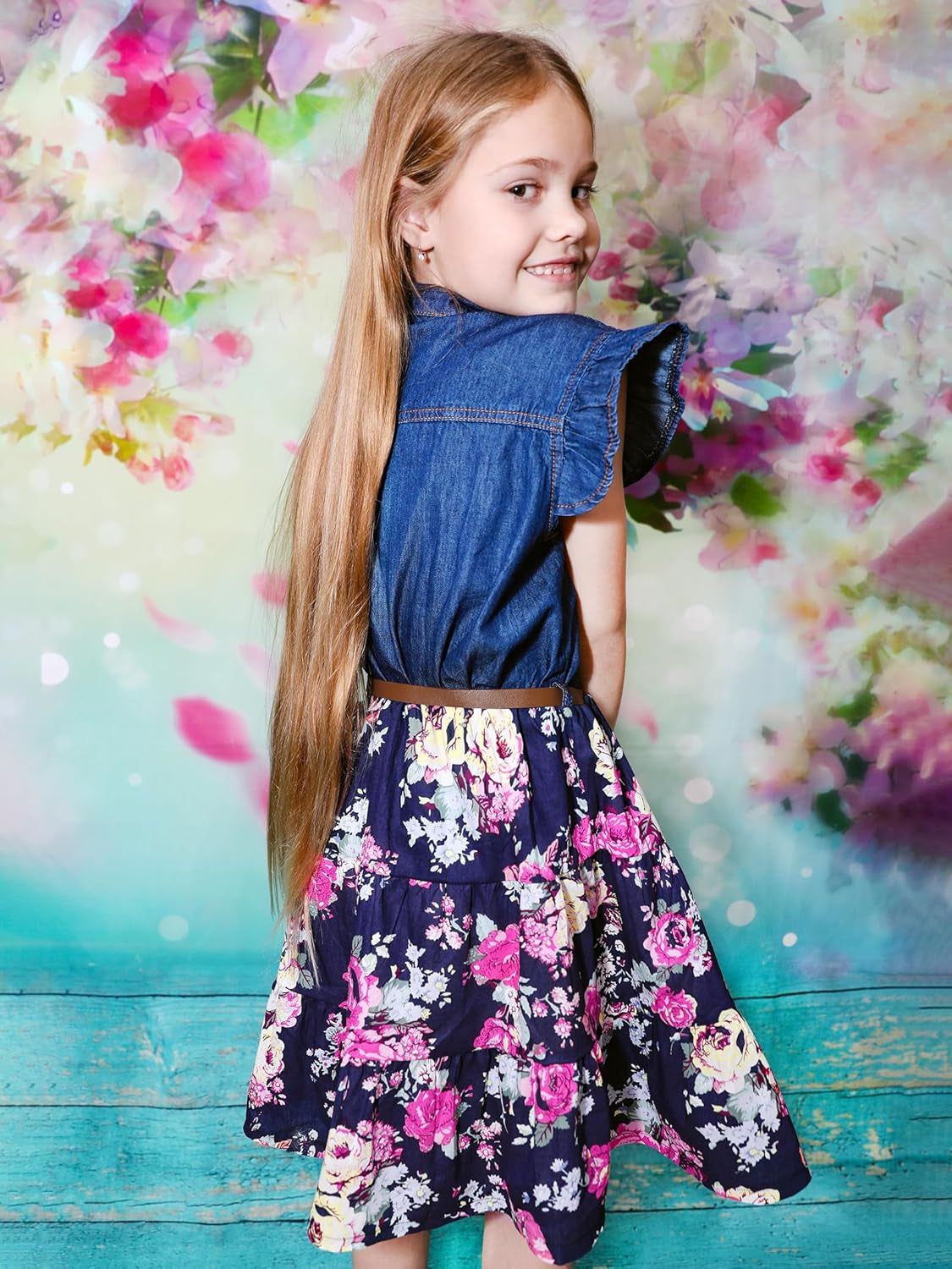 Western Dress Girls, Denim Tops Flower Girl Dress, Princess Dresses for Girls, Party Dresses for Girls 3-14 Years