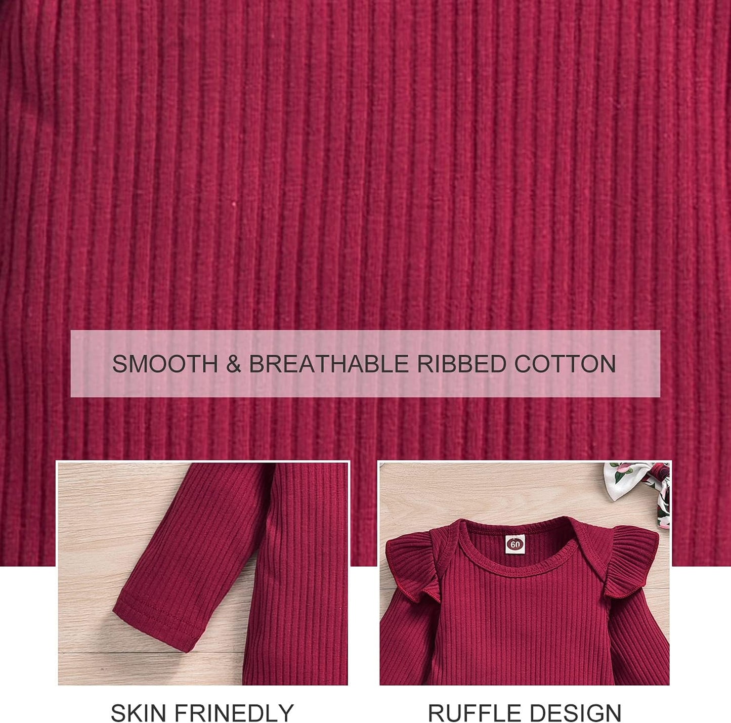 Preemie Newborn Infant Baby Girls Clothes Ribbed Romper Bodysuit Pants Set Fall Winter Outfits