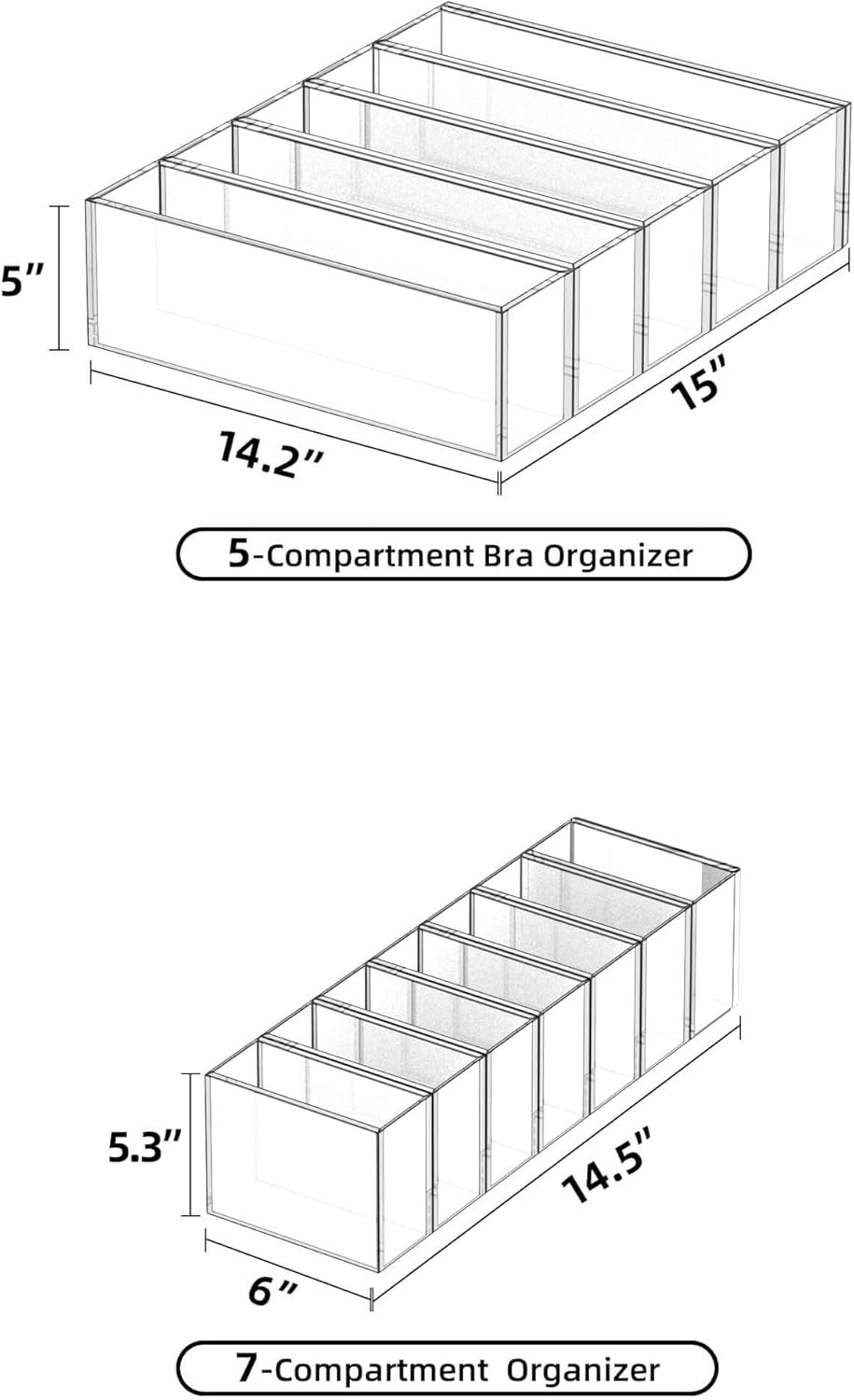 4 Pack Underwear and Bra Organizers, Foldable Closet Drawer Organizer, Grey