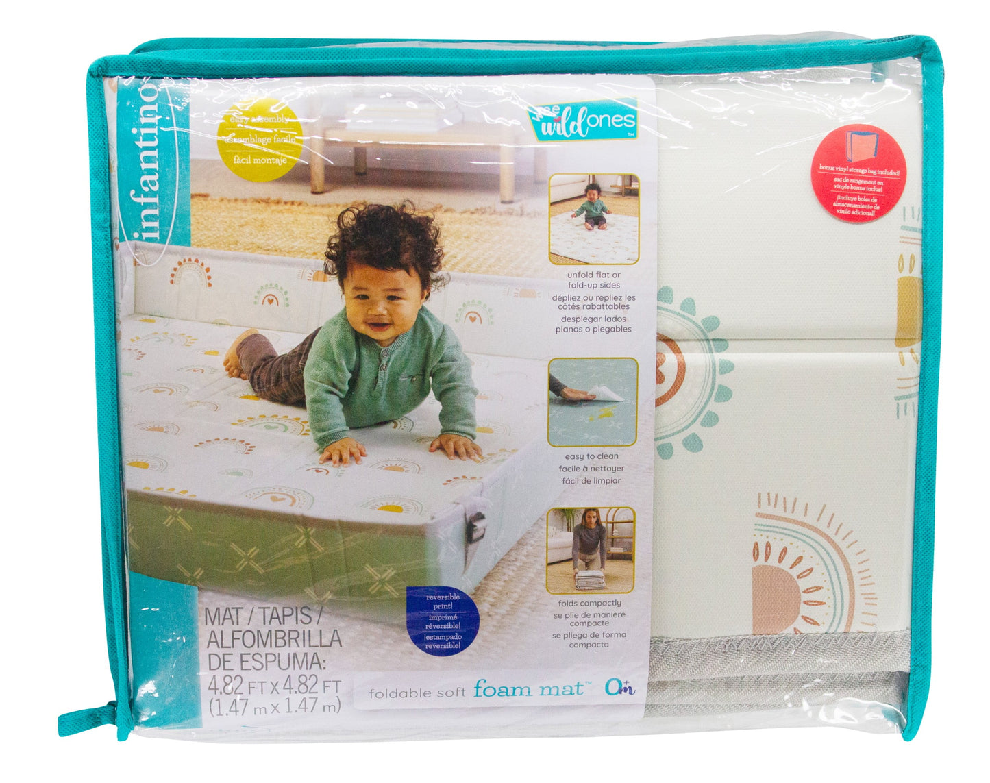 Rainbow Foldable Soft Foam Mat 59", for Babies & Toddlers, Multicolor