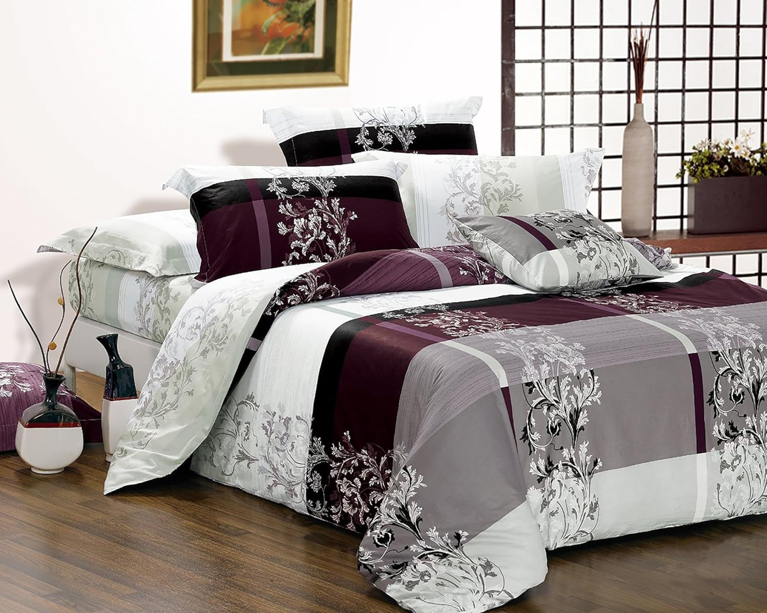 May 3-Piece 100% Cotton Bedding Set: Duvet Cover and Two Pillow Shams (Queen)