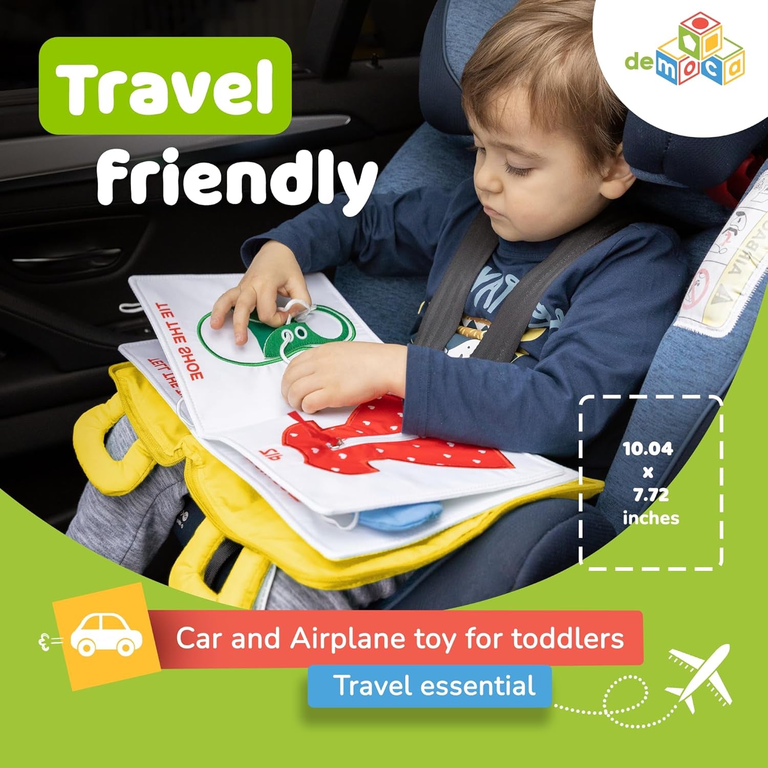 Toddler Busy Book for 1 Year Old - Airplane Toys for Toddlers 1-3, Activity Quiet Book, Kids Travel Essentials, Montessori Busy Board Travel Activities, Gift for Boys & Girls