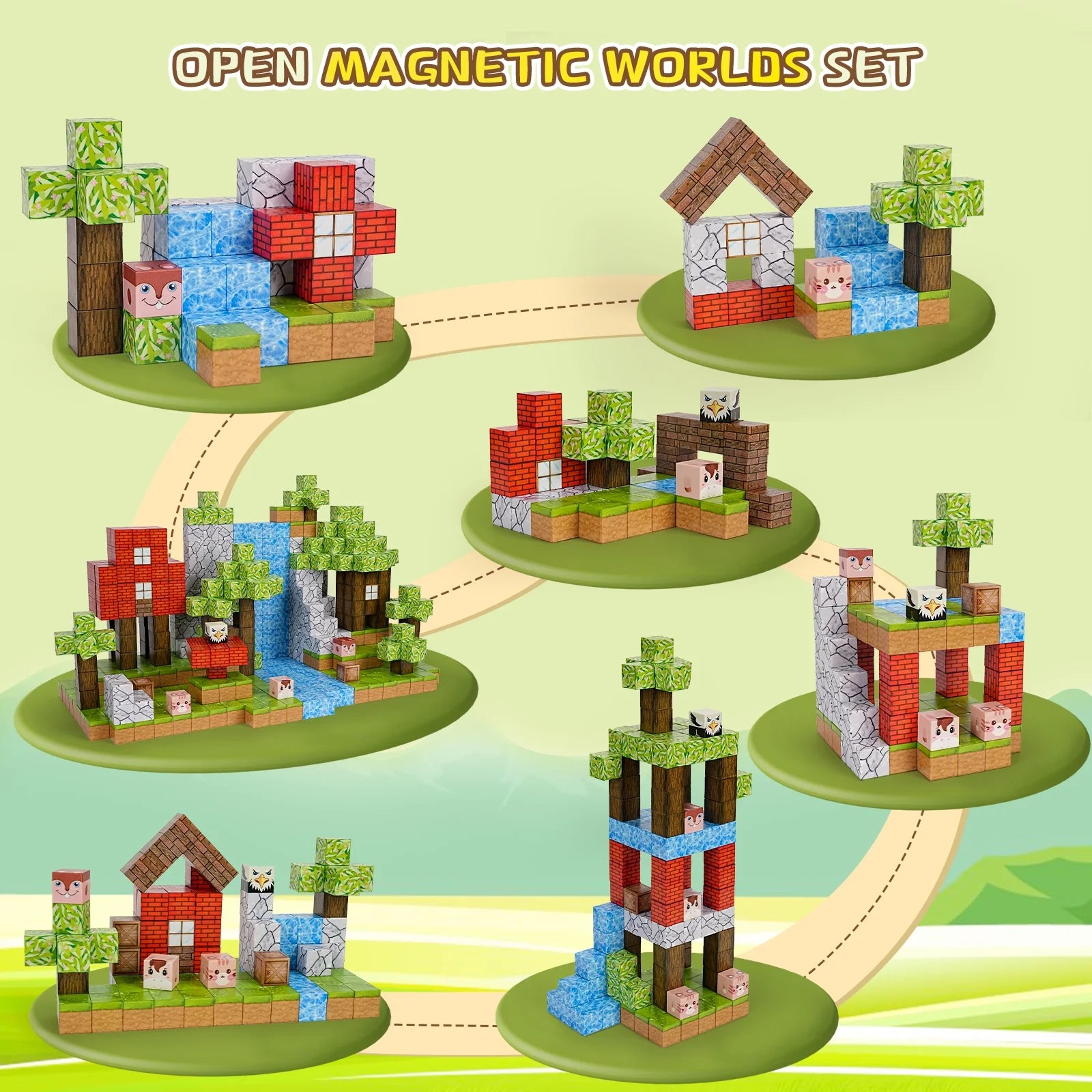 100PCS Magnetic Blocks-Build Magnet World Set for Boys & Girls Age 3-5 6-8, Sensory Toys for Toddlers Birthday Gifts for 3+ Years Old Girls Boys