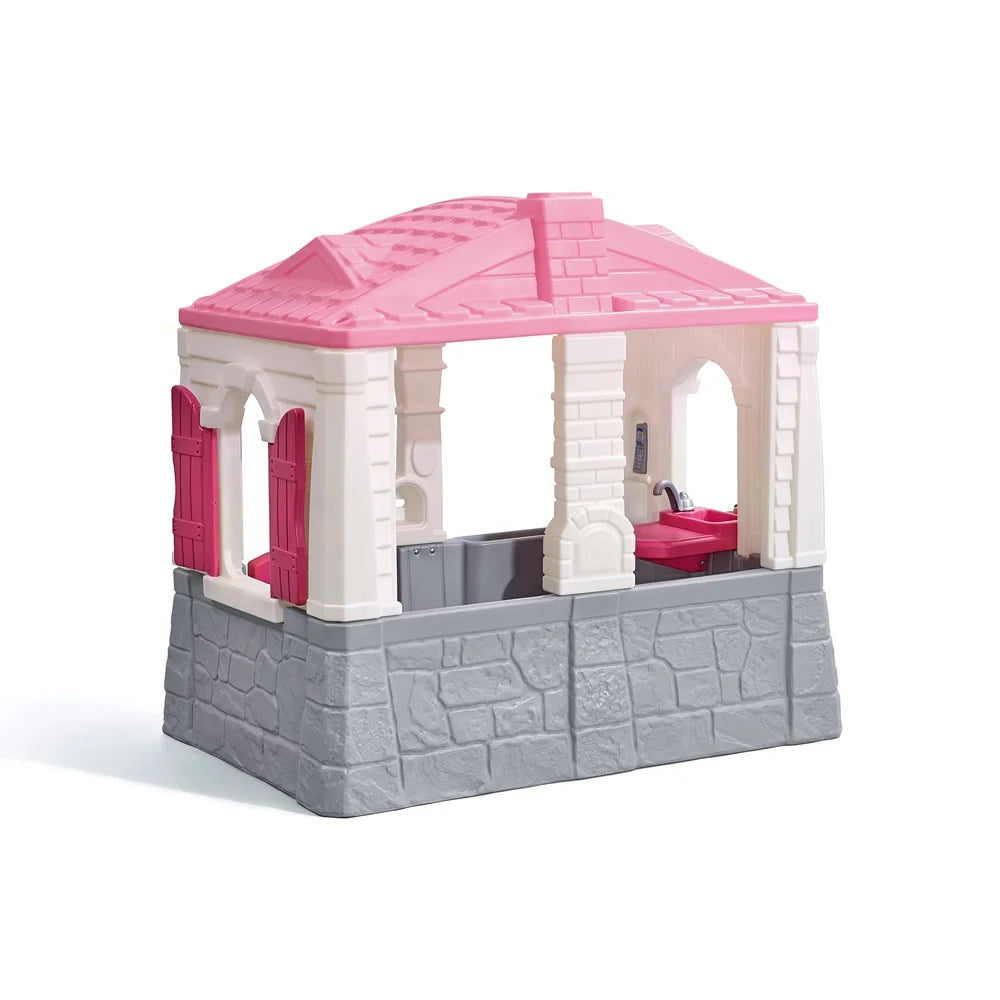 Neat & Tidy Cottage Toddler Pink Outdoor Playhouse for Kids Ages 2 and Up
