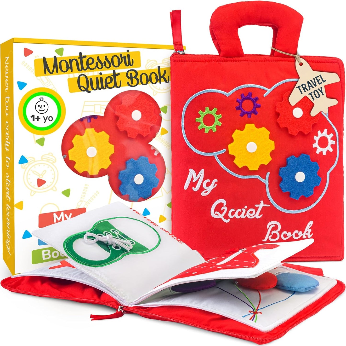 Toddler Busy Book for 1 Year Old - Airplane Toys for Toddlers 1-3, Activity Quiet Book, Kids Travel Essentials, Montessori Busy Board Travel Activities, Gift for Boys & Girls