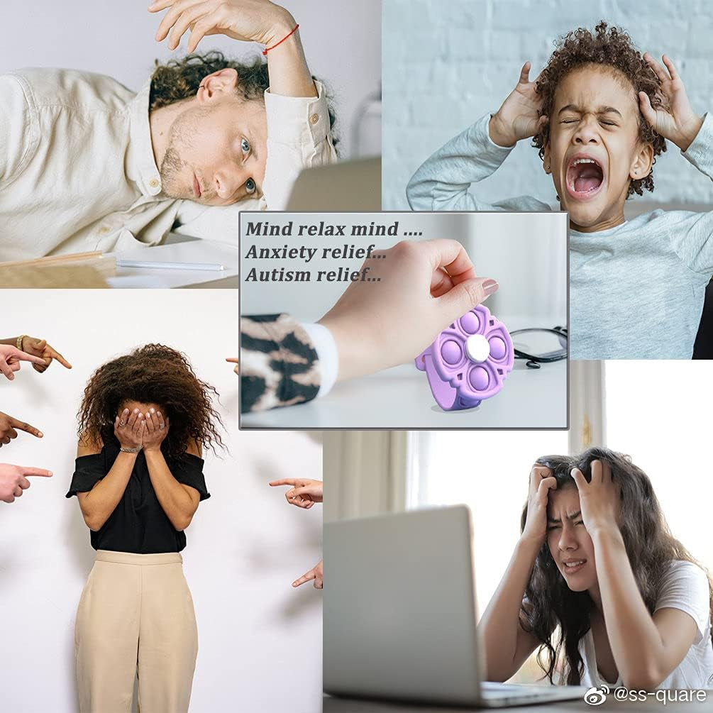 Fidget Toys Push Pop Bubble Fidget Spinner Bracelet Simple Dimple Pop Bracelet Bubble Popping Sensory Toy for Kids Adjustable Silicone Watch Fidget Popper(Pink)