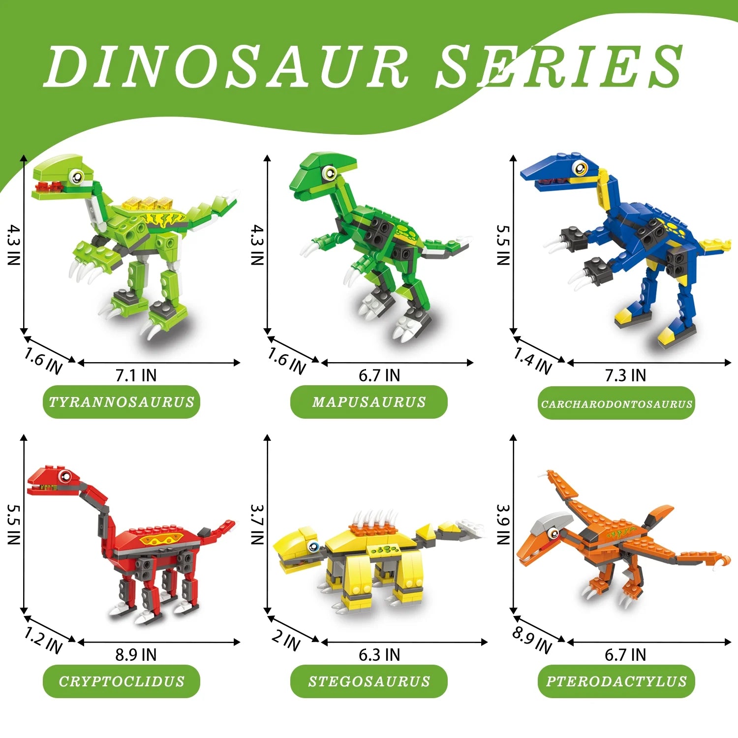 EXERCISE N PLAY Dinosaurs Building Blocks Creative DIY Toy for Ages 6-12 (539 Pieces)