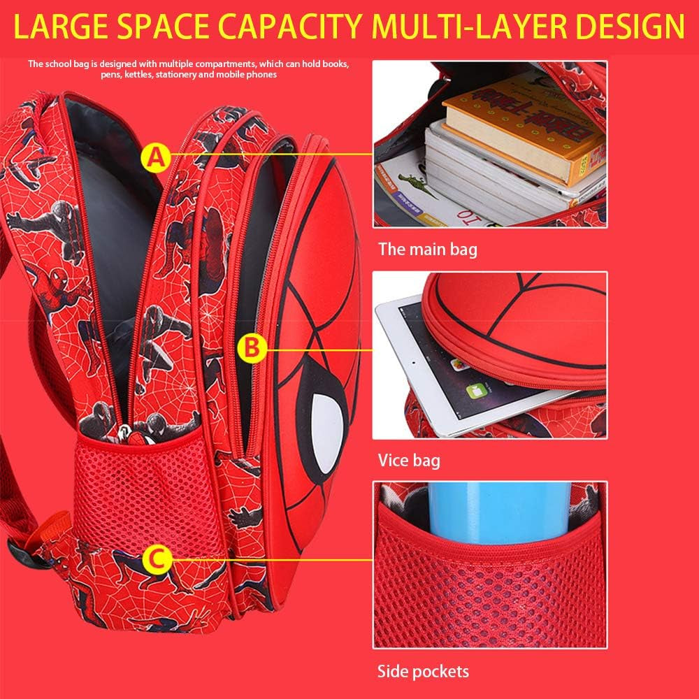 Toddler School Backpack 3D Comic Superhero Elementary Student Schoolbag Waterproof Lightweight Kids Bookbags for Boys Girls, Blue, 28Cm*35Cm*12Cm