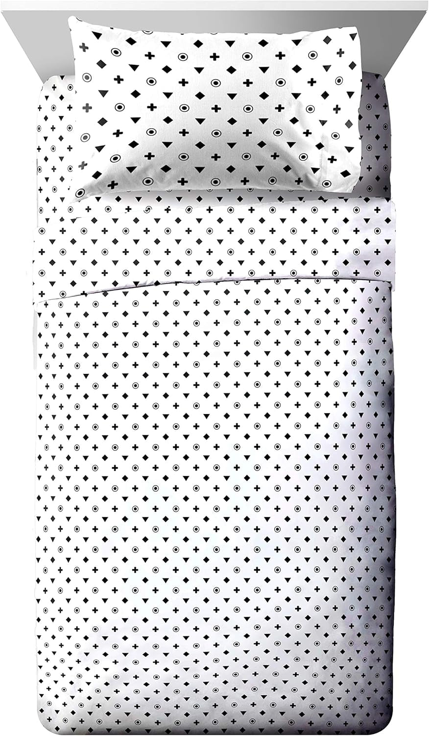 Game on 4 Piece Twin Bed Set - Includes Reversible Comforter & Sheet Set - Bedding Features Video Game Contoller - Super Soft Fade Resistant Microfiber