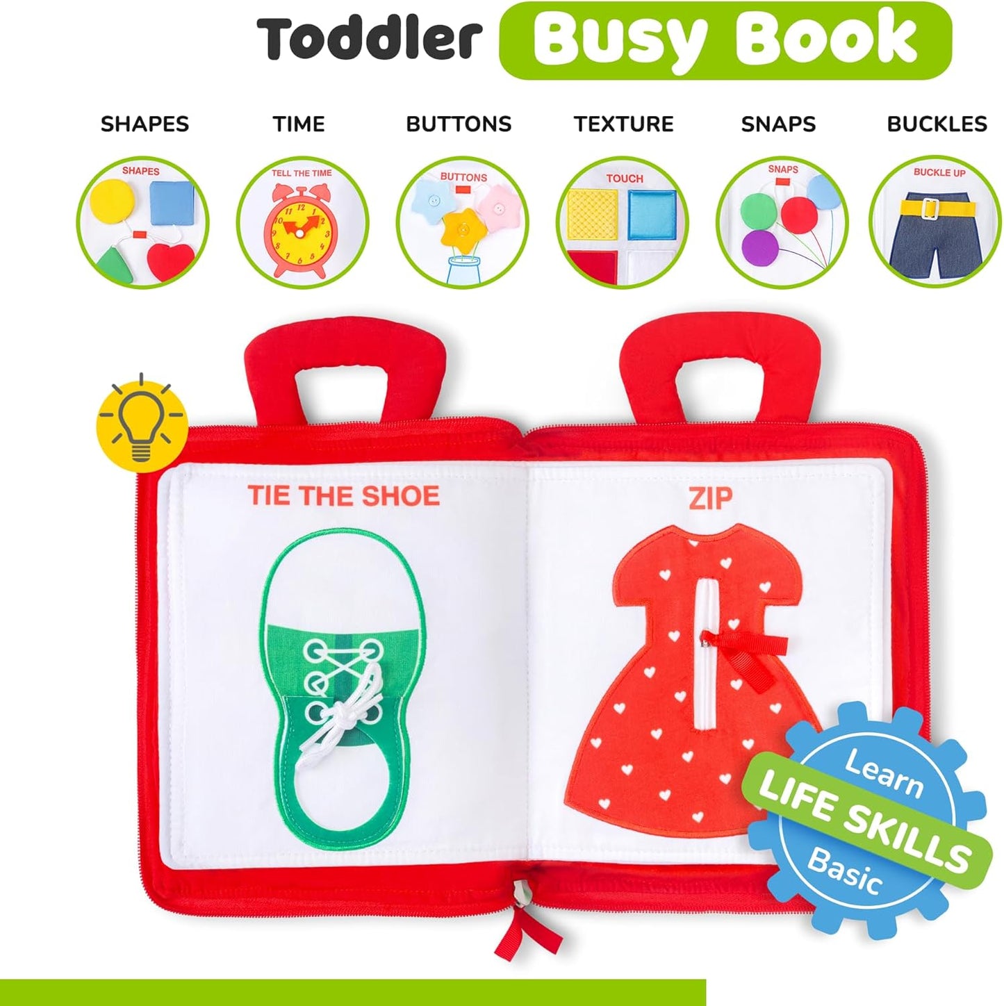 Toddler Busy Book for 1 Year Old - Airplane Toys for Toddlers 1-3, Activity Quiet Book, Kids Travel Essentials, Montessori Busy Board Travel Activities, Gift for Boys & Girls