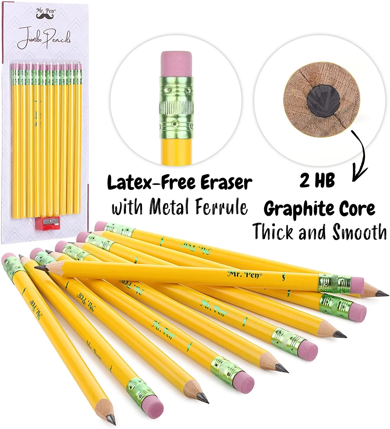 - Jumbo Pencils, 10 Pencils and 1 Sharpener, Big Pencil, Fat Pencils, Jumbo Pencils for Preschoolers