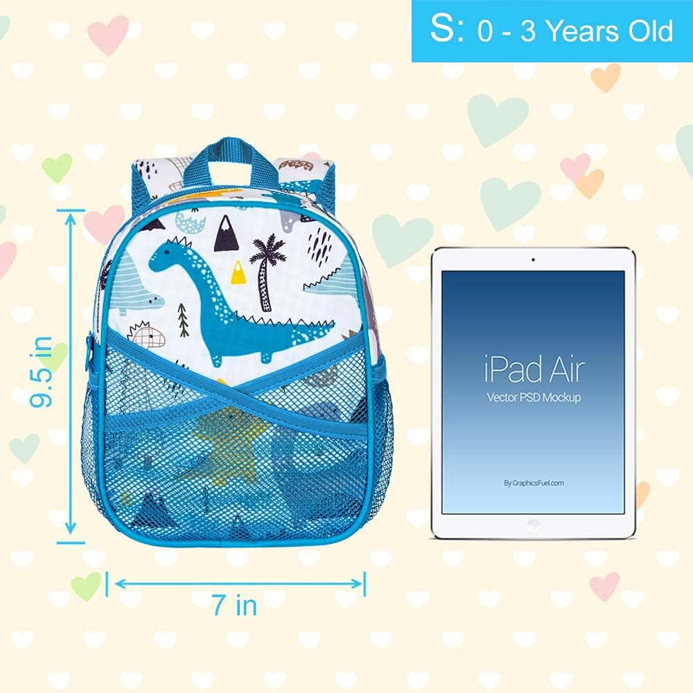 Toddler Backpack with Leash, 9.5" Baby Dinosaur Safety Leashes Removable Tether Bookbag