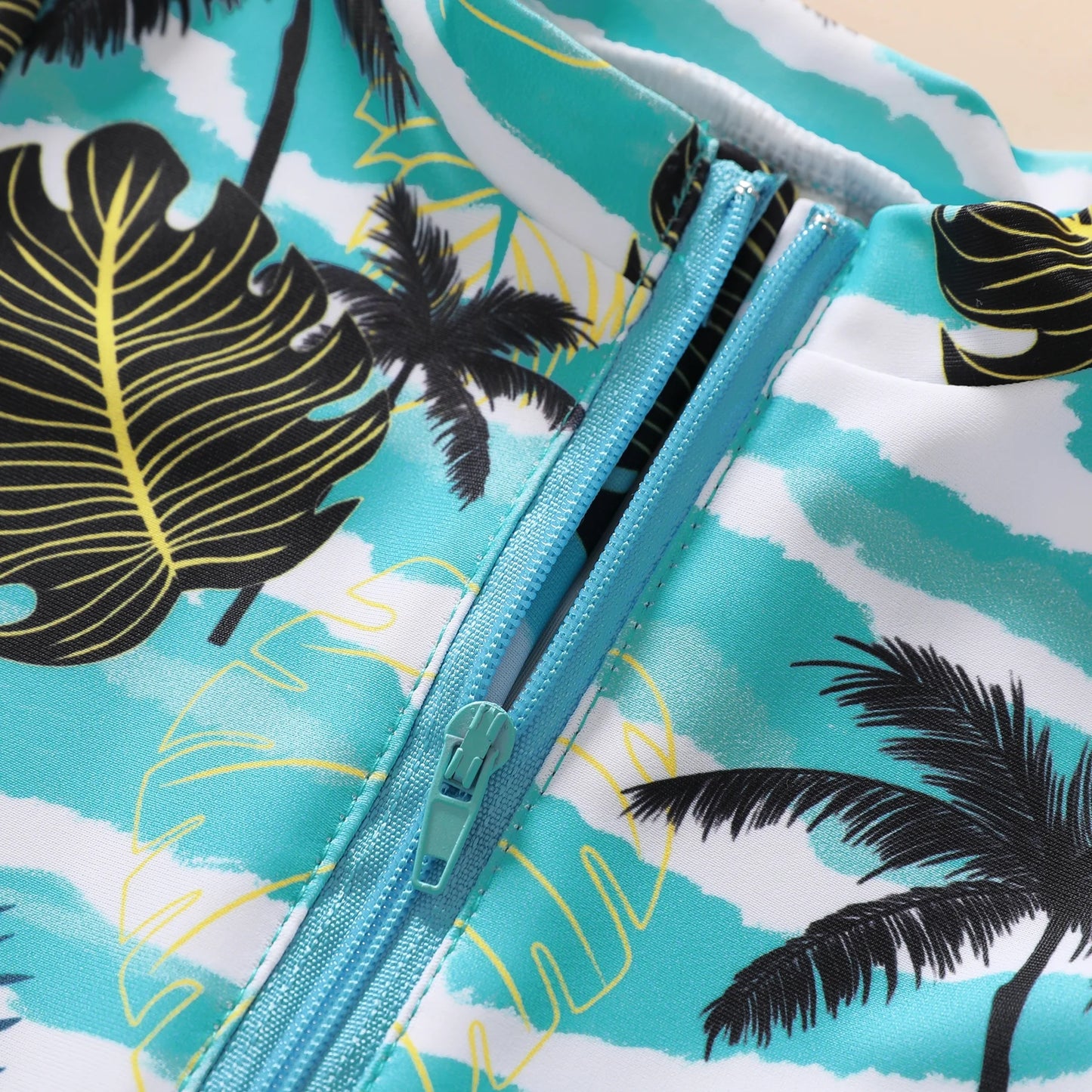 Newborn Baby Boys Swimsuit Short Sleeve Zipper One-Piece Bodysuit Sunsuit Swimwear Bathing Suit for 18-24 Months