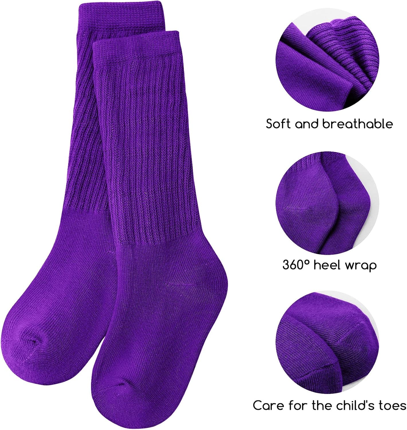 Little Girl Slouch Socks Knee High Cotton Socks 9 Pairs Girls Long Crew Socks