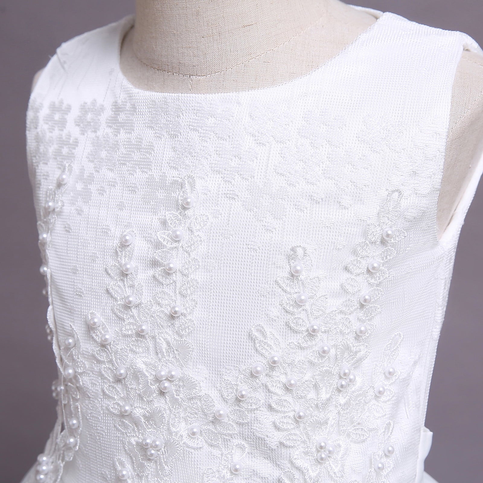 Kids Girls Flower Vintage Lace Princess Long Dress Tulle Pageant Formal Party Wedding Floor Dance Evening Gown 13-14 Years White