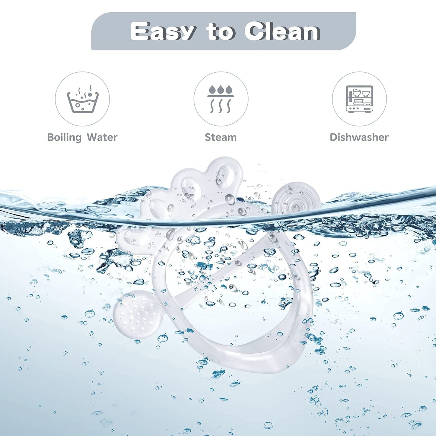 Teething Toys for Babies 0-6 Months, Soft Baby Teether for Soothe Babies Sore Gums for New Born Breast Feeding Babies, Freezer Safe Bpa-Free Hands Free Design(Crystal,1 Pack)