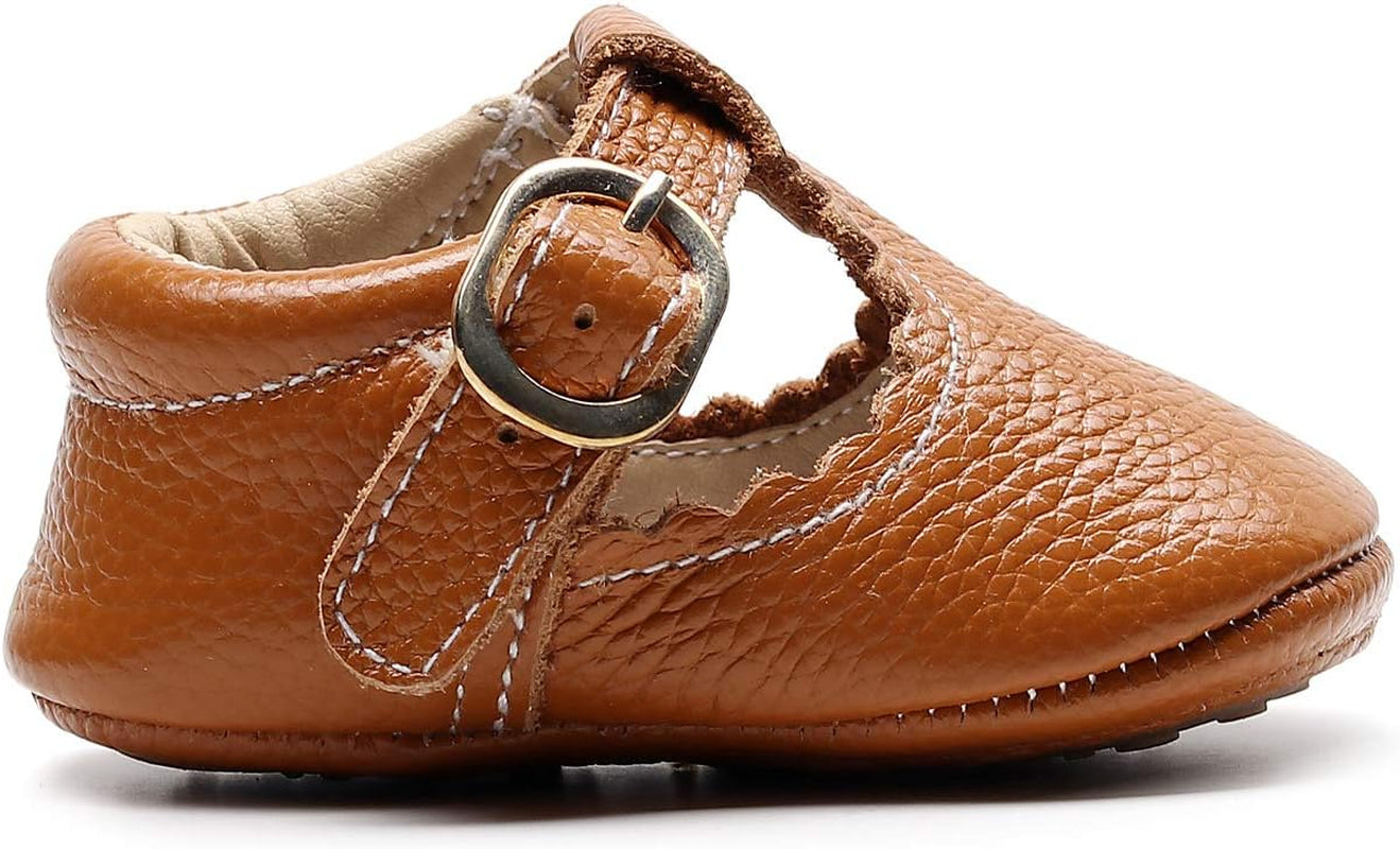 Leather Baby Shoes Baby Girls Mary Jane Flats Leopard Toddler Princess Dress Shoes T-Strap Hard Sole Anti-Slip Boys Girls Moccasins for 0-24 Months Infants Babies Toddlers