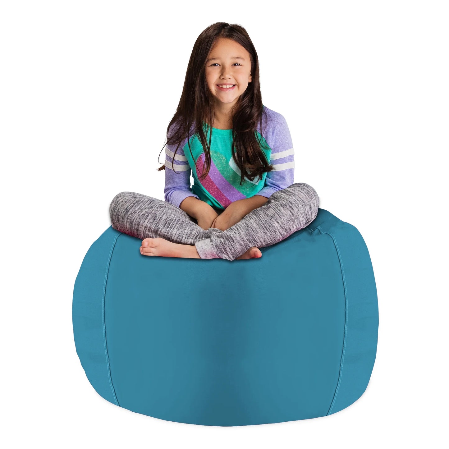 Bean Bag Stuffable Cover - Toy Organizer, Soft Cover, Kids, 3 Ft, Heather Teal