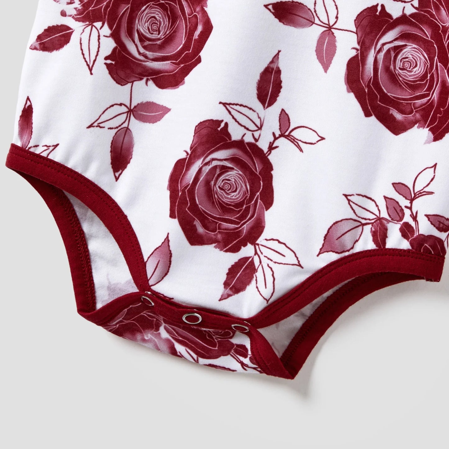 Family Matching Button Belted Spliced A-Line Dress Sets Baby Romper 3-18M