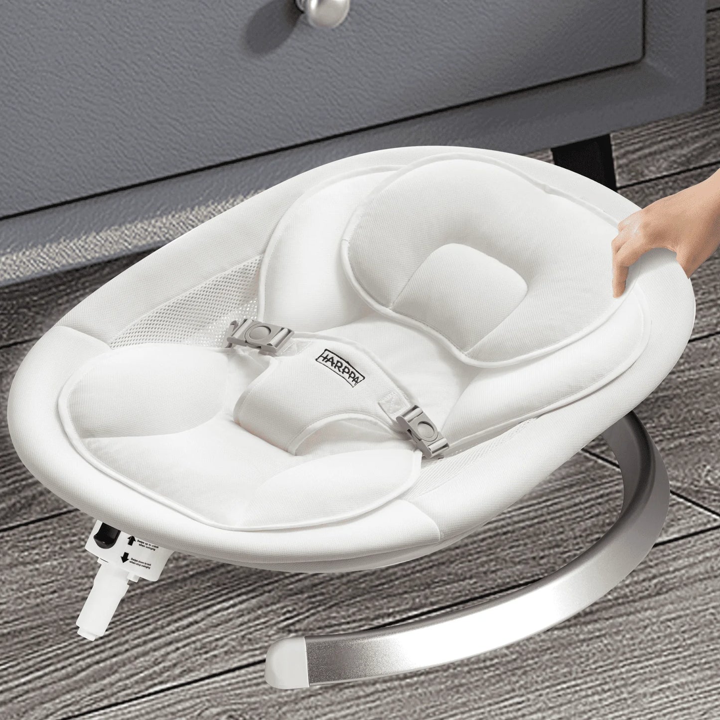 Electric Baby Swing for Infants with Bluetooth Music, 5 Sway Speed, Remote Control, White