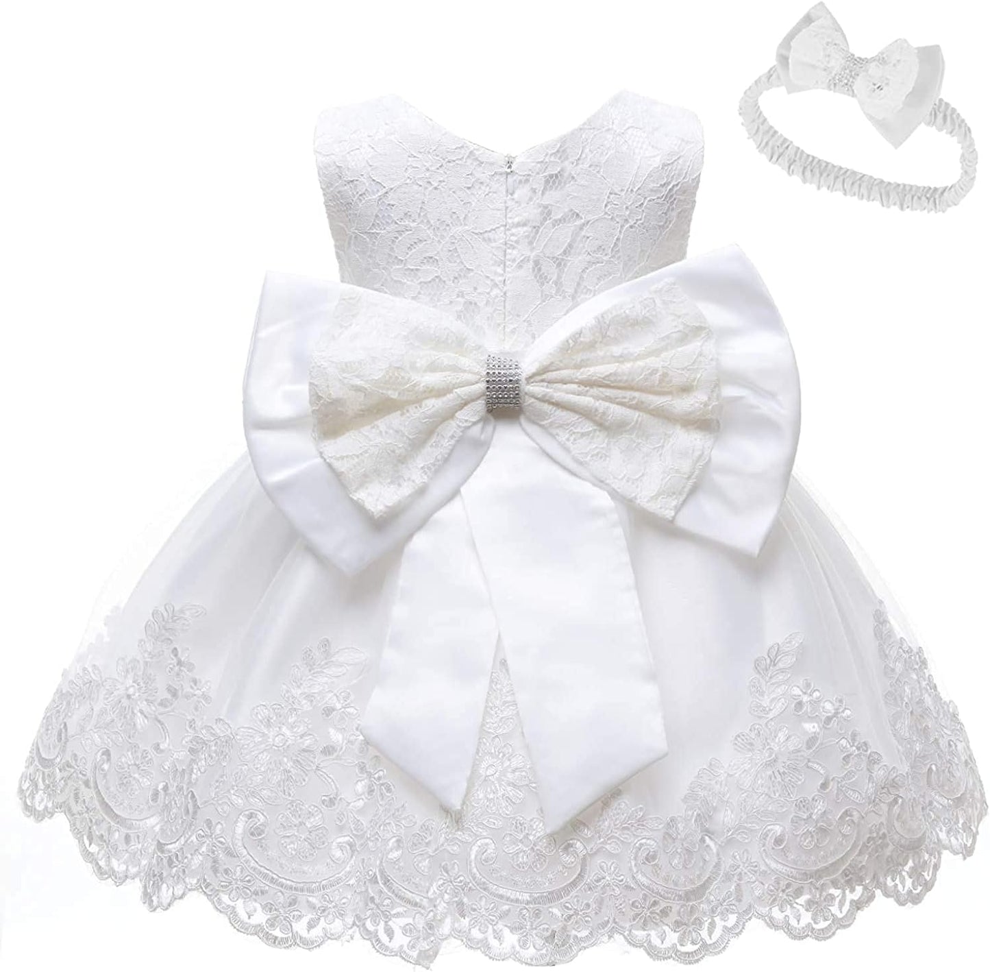 Baby Girl Princess Party Dress Bowknot Flower Dresses Lace Pageant Party Wedding Flower Girl Tutu Gown