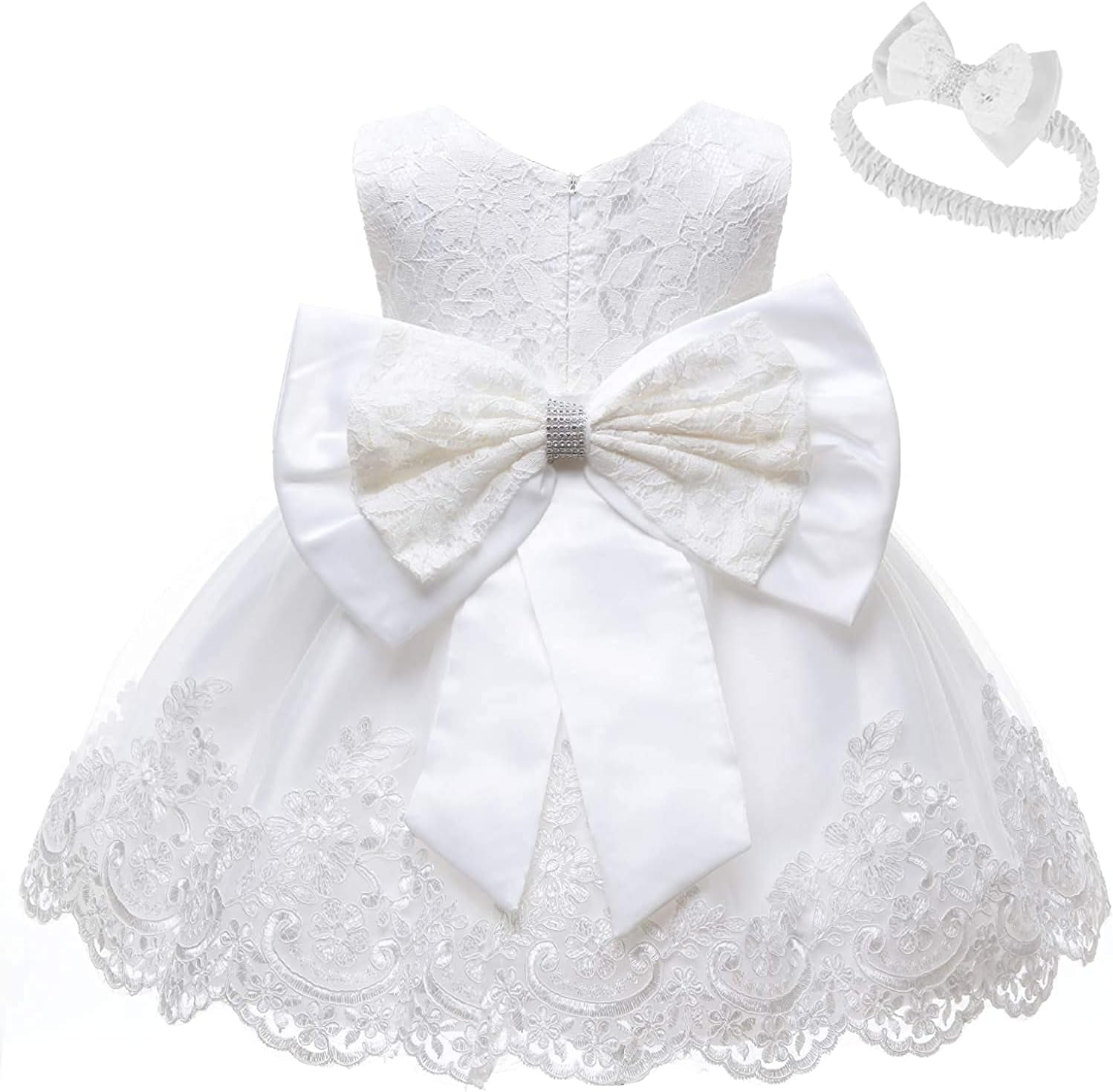 Baby Girl Princess Party Dress Bowknot Flower Dresses Lace Pageant Party Wedding Flower Girl Tutu Gown