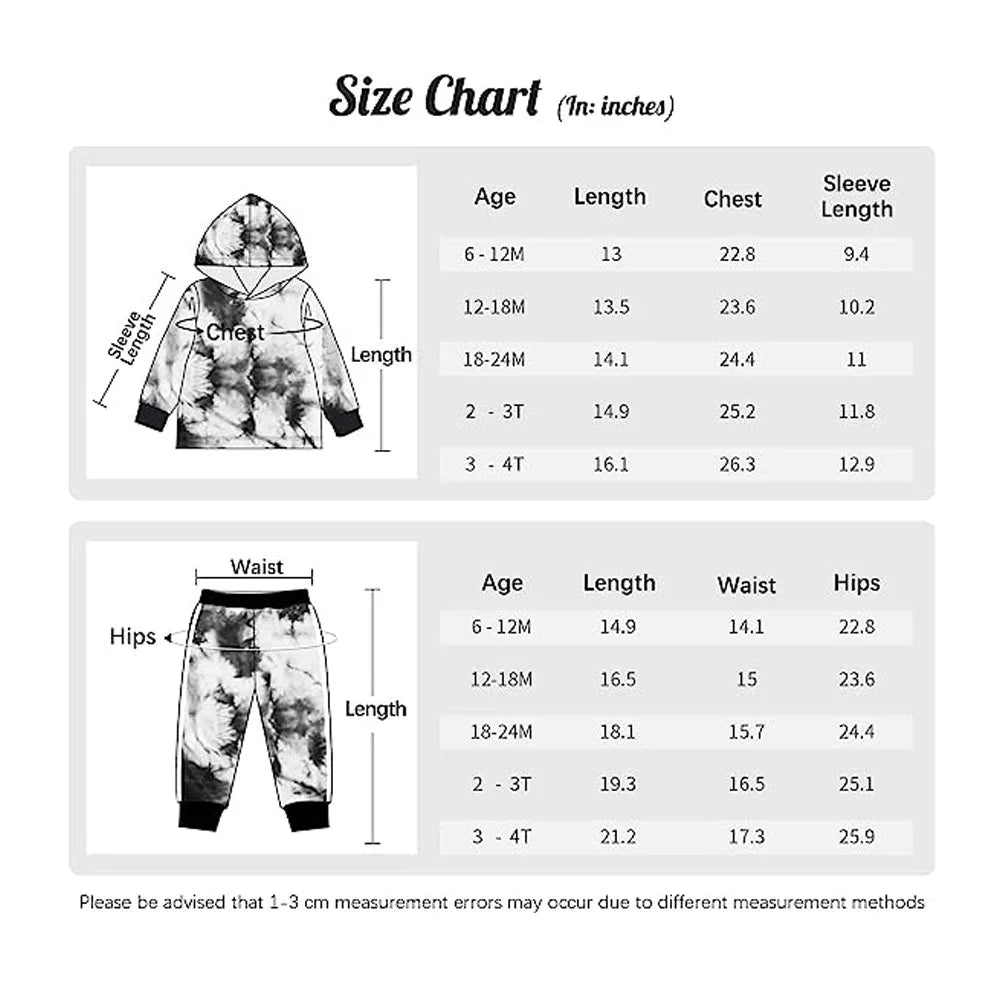 Toddler Baby Boy Clothes Cotton Tie Dye Hoodies + Pants Sets Baby Boy Long Sleeve Sweatshirt Outfit Set