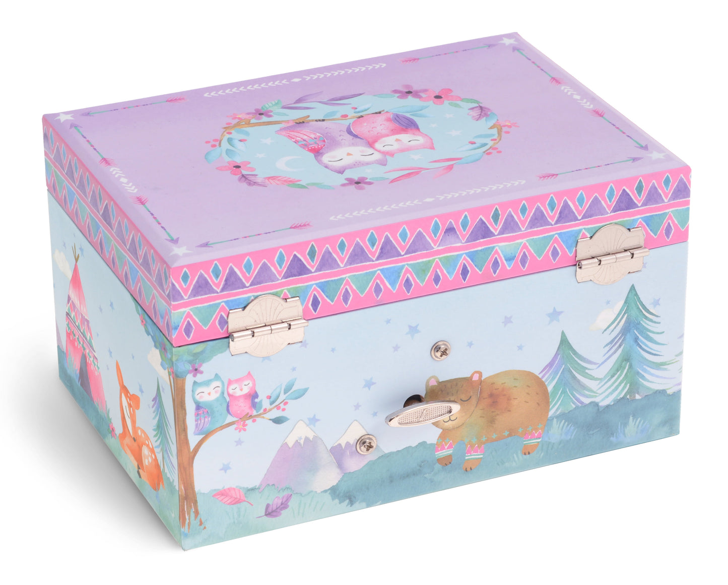 Girl'S Musical Jewelry Storage Box with Spinning Owls, Woodland Design, Twinkle Twinkle Little Star Tune NEW