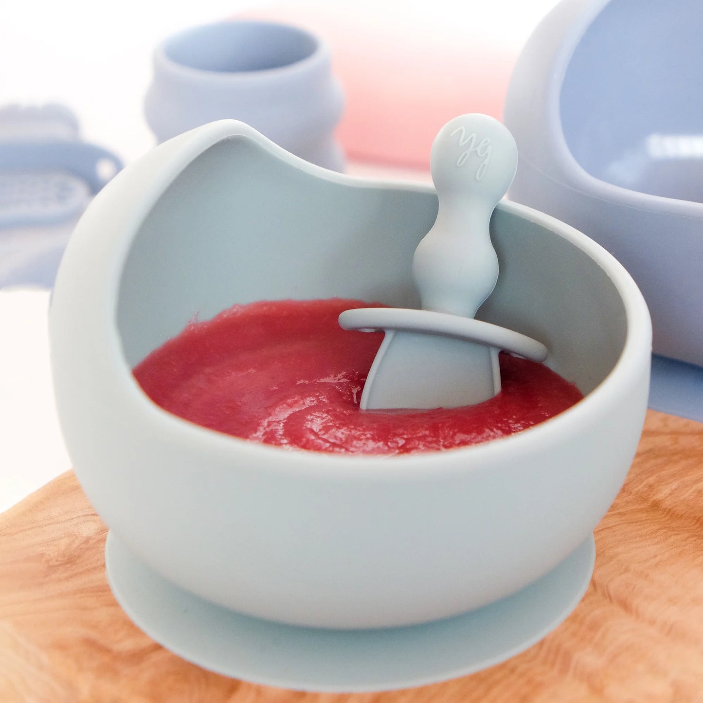 5-Piece Baby-Led Weaning Silicone Tableware, Infants and Toddlers, Sage Green