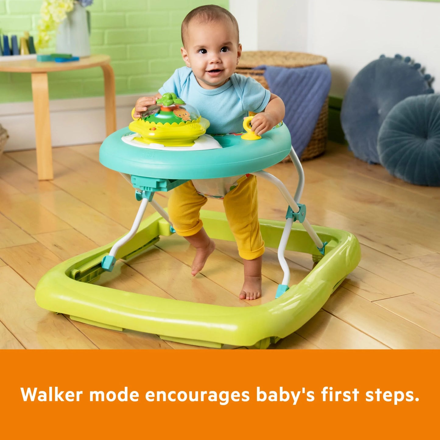 Wanderlights 2-In-1 Baby Walker for Infants, Blue, Green