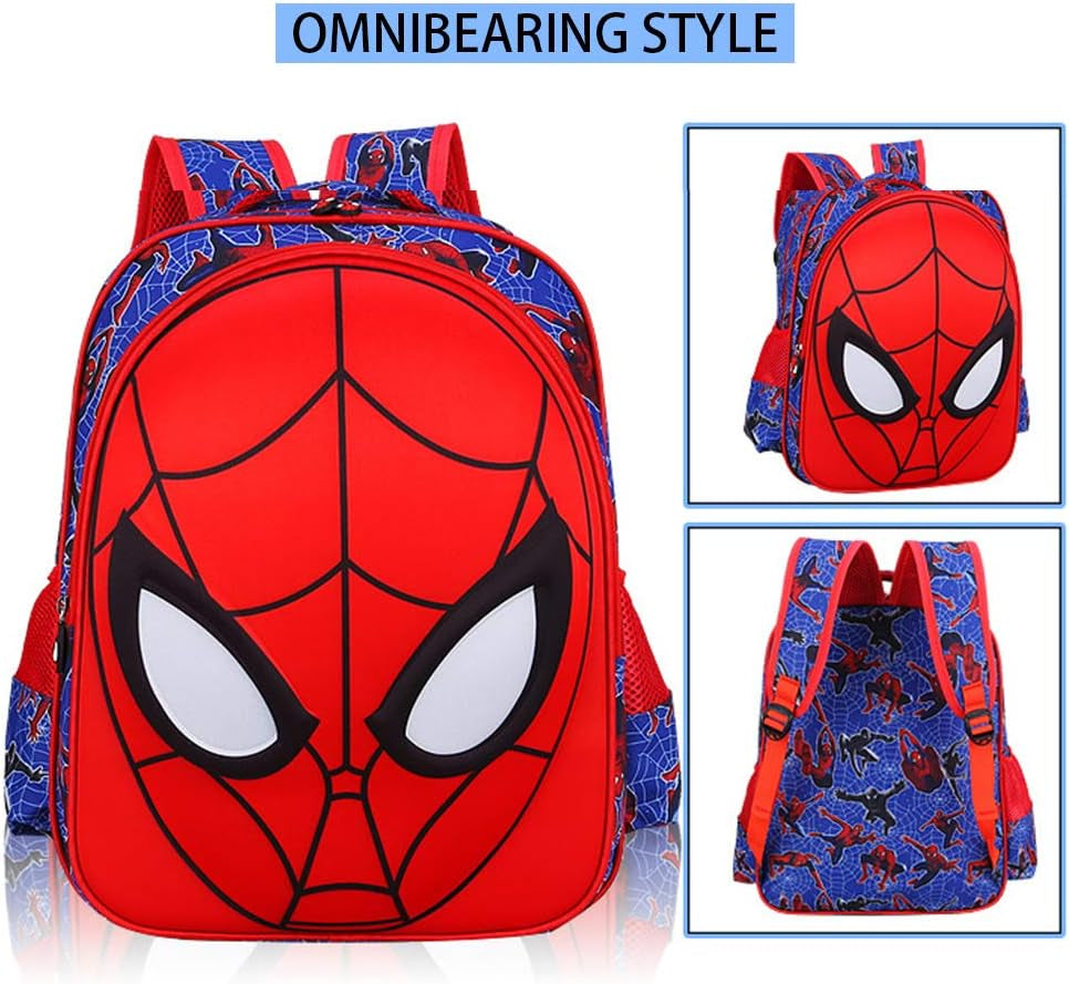 Toddler School Backpack 3D Comic Superhero Elementary Student Schoolbag Waterproof Lightweight Kids Bookbags for Boys Girls, Blue, 28Cm*35Cm*12Cm