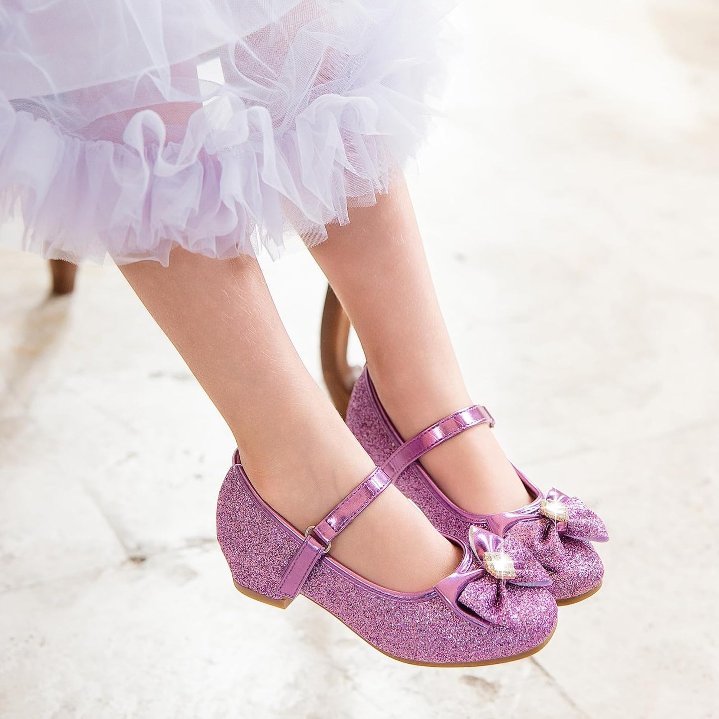 Girls Dress Shoes Mary Jane Wedding Flower Bridesmaids Heels Glitter Princess Shoes for Kids Toddler