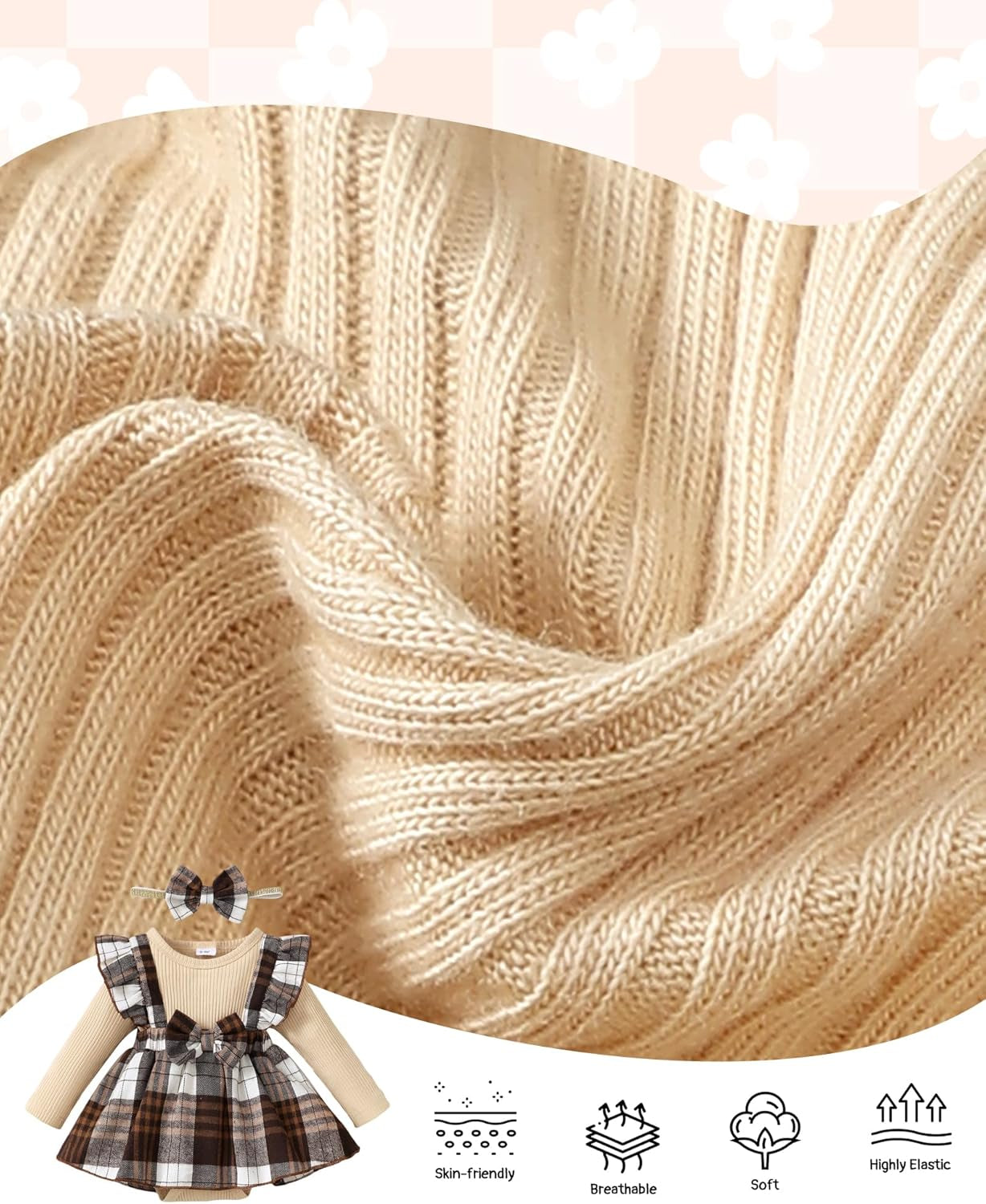 Baby Girl Winter Clothes Toddler Girl Spring Outfit Long Sleeve Ruffle Romper Suspender Skirt Headband Set