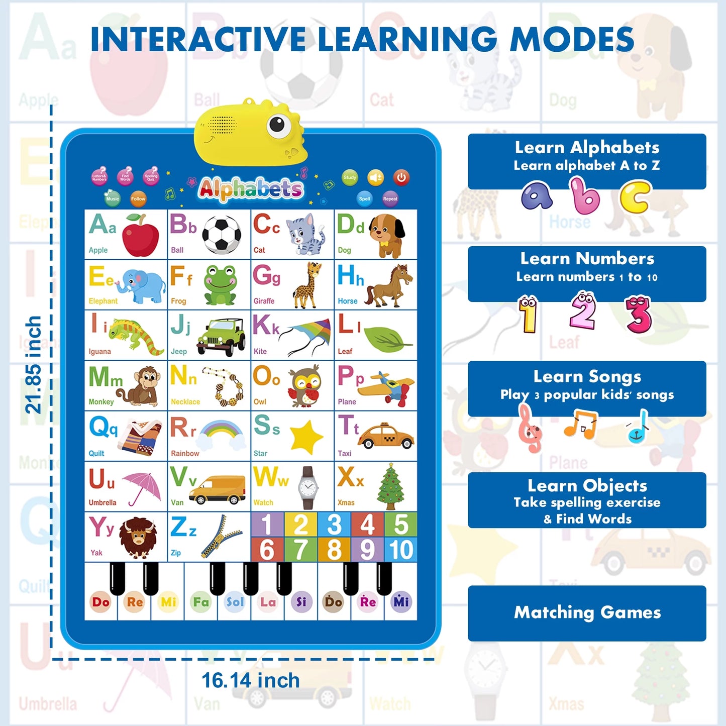 Upgraded Electronic Alphabet Poster Toddler Toys, Interactive Toys Alphabet Wall Chart, ABC Chart for Toddler, Montessori Learning Toys for Kid 1 2 3 4 Year