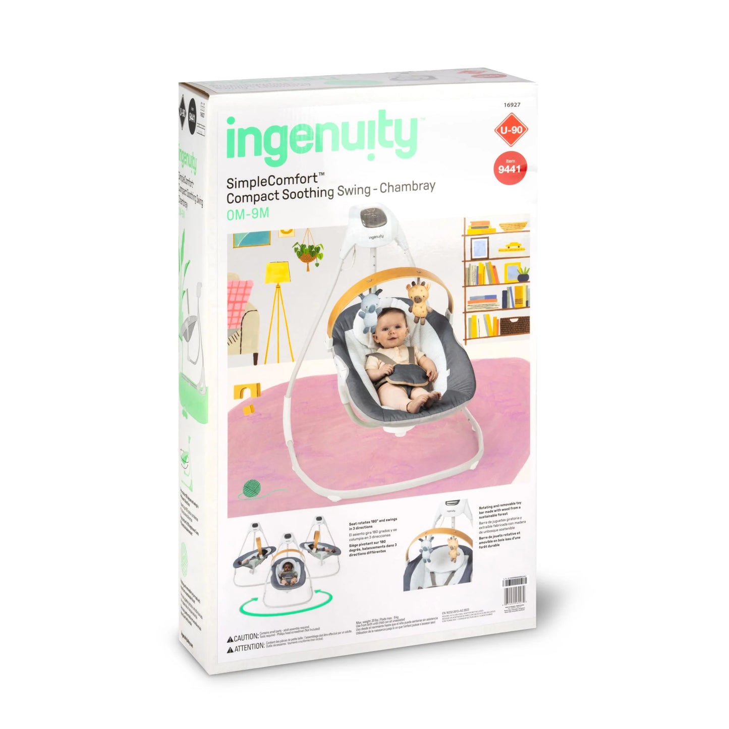 Simplecomfort Compact Soothing Baby Swing for Infants, Blue