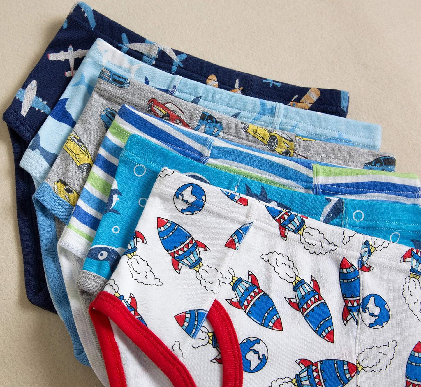 Little Boys Sharks Briefs Toddler Kids Truck Cars Underwear Soft Cotton Airplane Undies (Pack of 6)