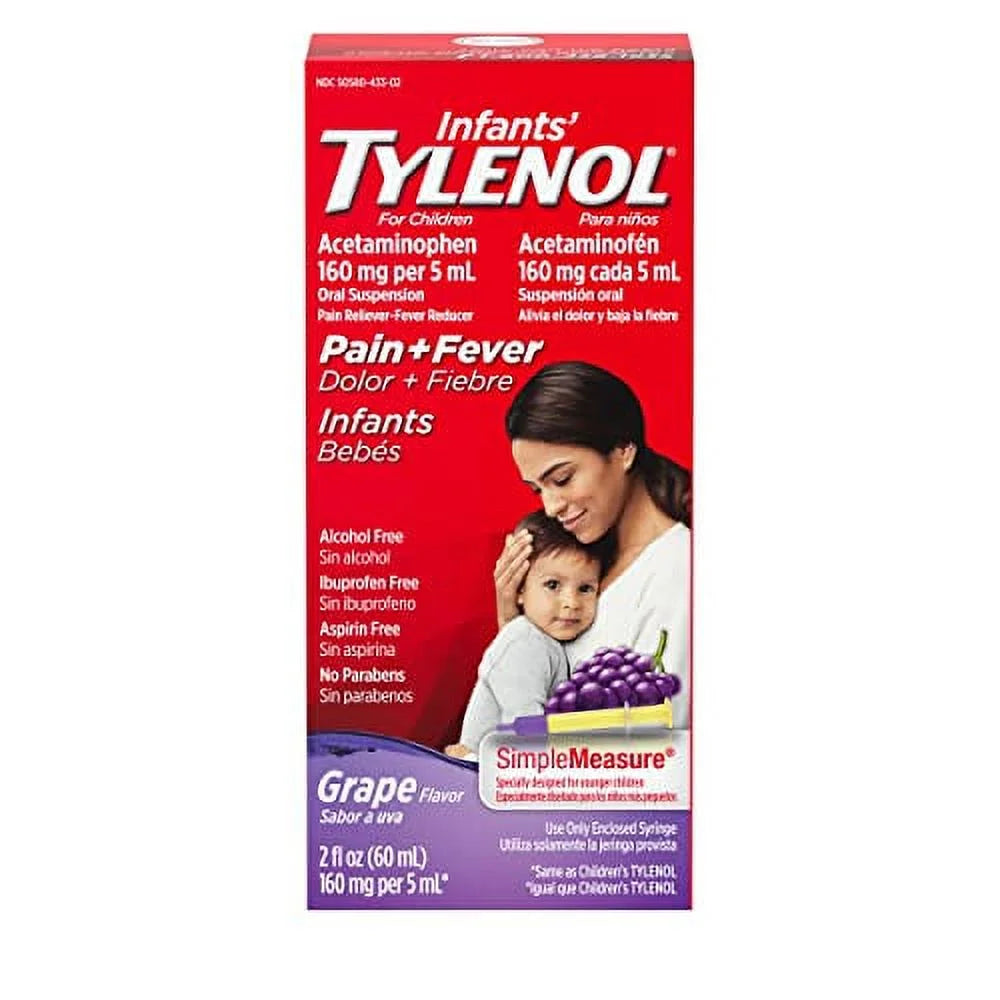 Infants'  Liquid Medicine with Acetaminophen, Pain plus Fever Relief, Dye-Free Cherry, 2 Fl Oz