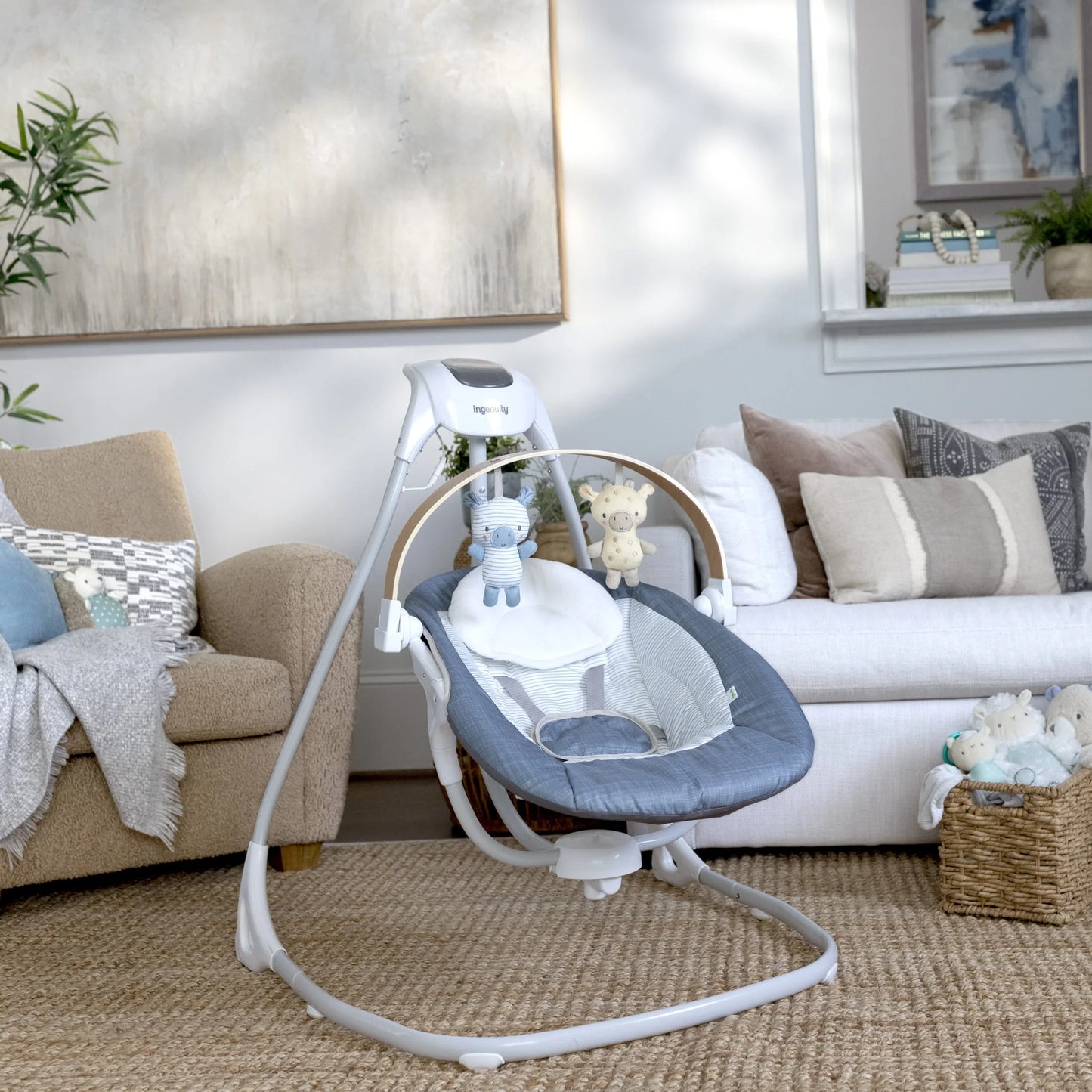 Simplecomfort Compact Soothing Baby Swing for Infants, Blue