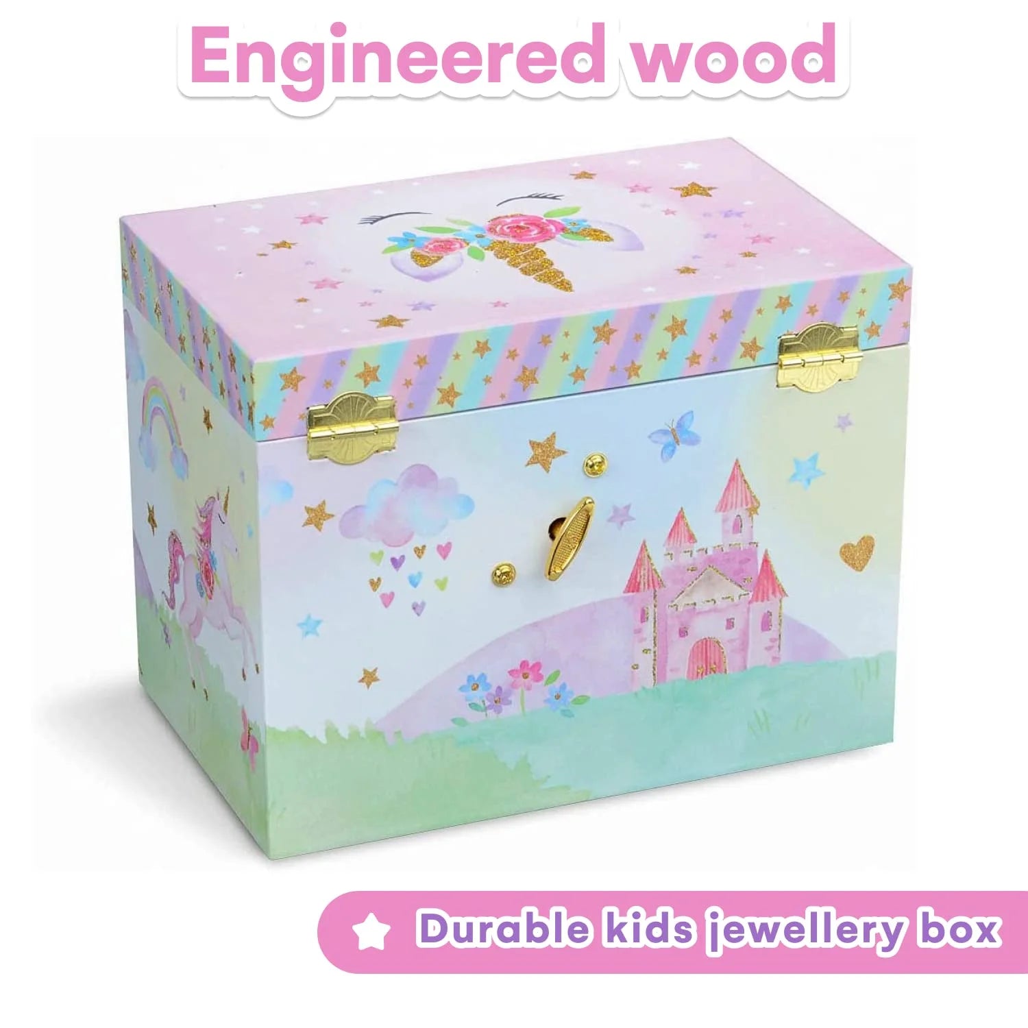 Musical Jewelry Box for Girls with 4 Pullout Drawer - Party Unicorn Jewelry Box, Beautiful Dreamer Tune & Unicorn Doll, Great Unicorn Gifts for Girls & Jewelry Storage Box