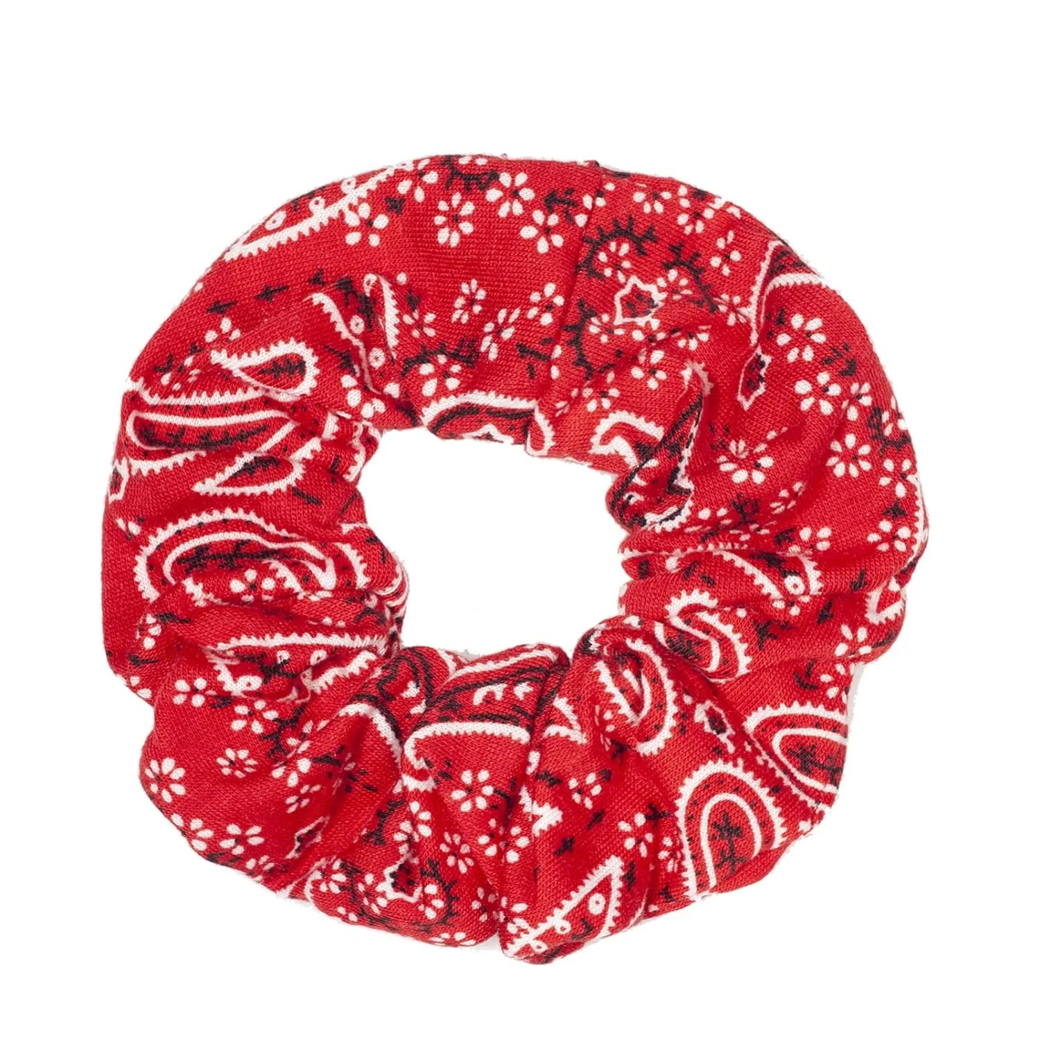 Women Cotton Bandana Print Hair Ties, Paisley, 5 Ct