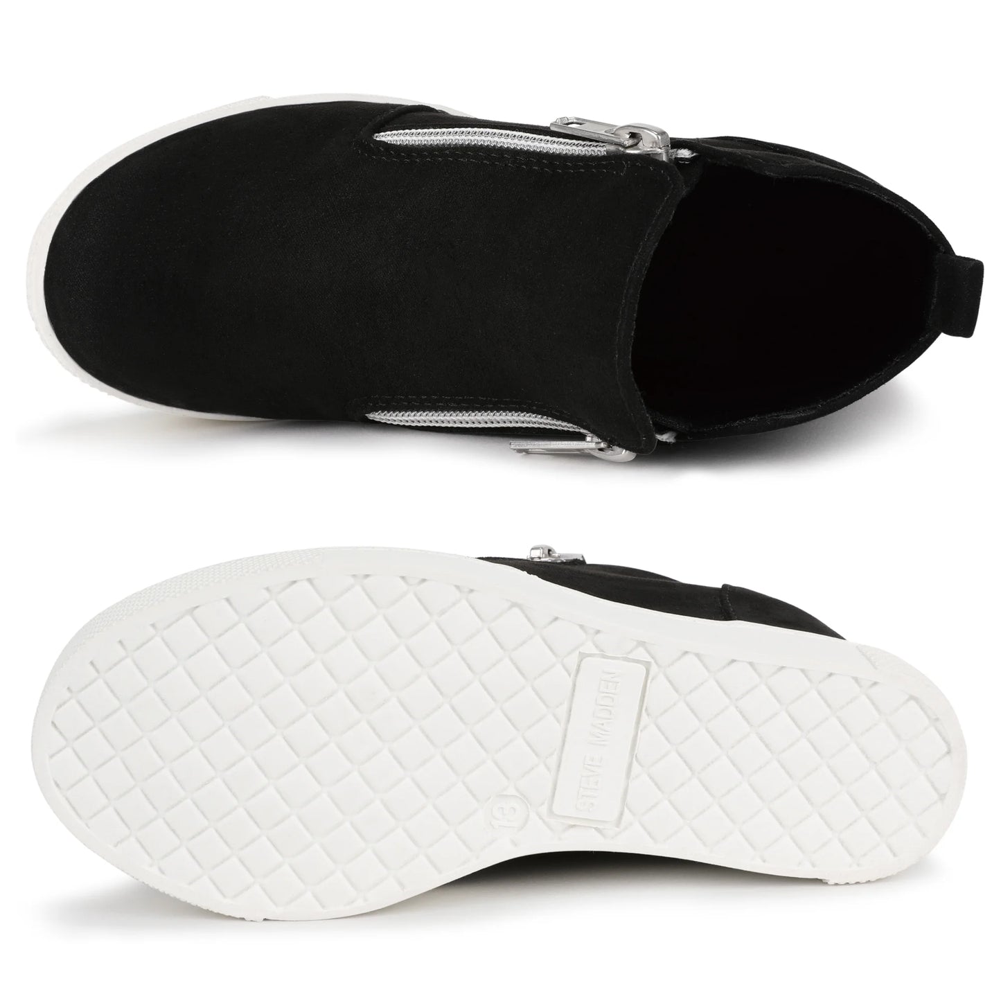 Girls Sneakers Girls Fashion Wedge Sneaker Shoes Little Big Kid High Top Shoes with Side Zipper Black Size 5 Big Kid