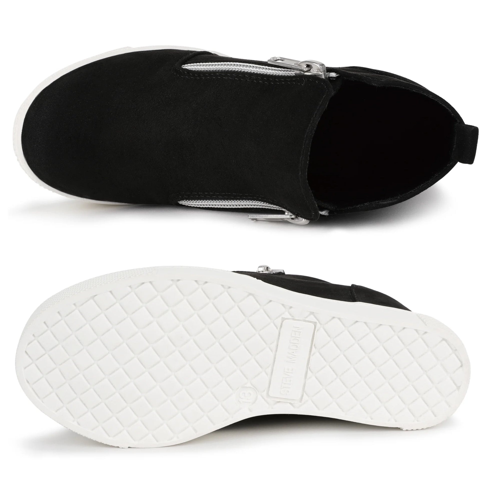 Girls Sneakers Girls Fashion Wedge Sneaker Shoes Little Big Kid High Top Shoes with Side Zipper Black Size 5 Big Kid