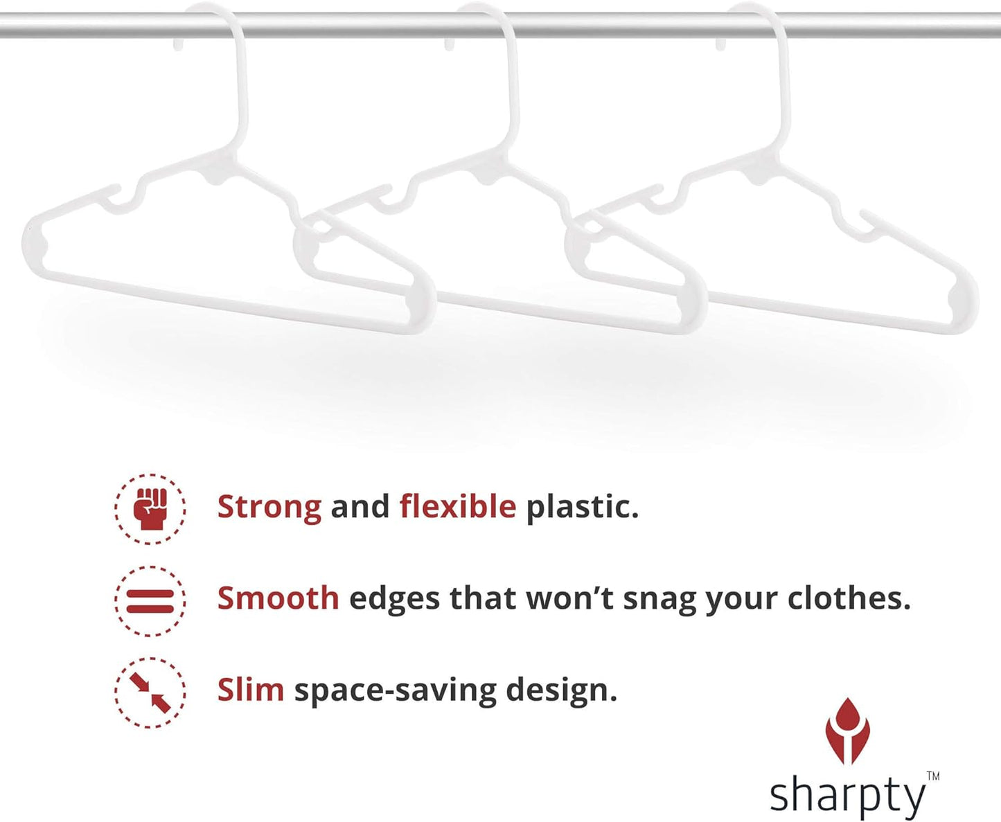 Kids Plastic Hangers, Children'S Hangers for Baby, Toddler, and Child Clothes - Everyday Standard Use - Ideal for Boys and Girls Closet, Clothing, Pants, Coats, and More - White, 20 Pack