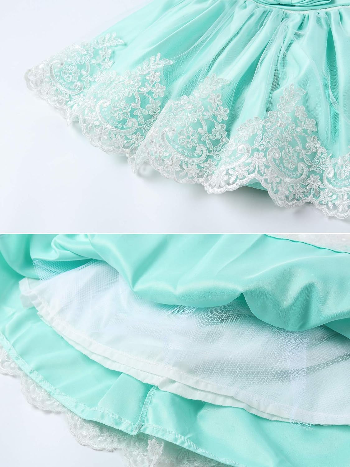 Baby Girl Lace Mesh Tutu Dress Sequin Bow Toddler Princess Gown Light Green 18-24 Months