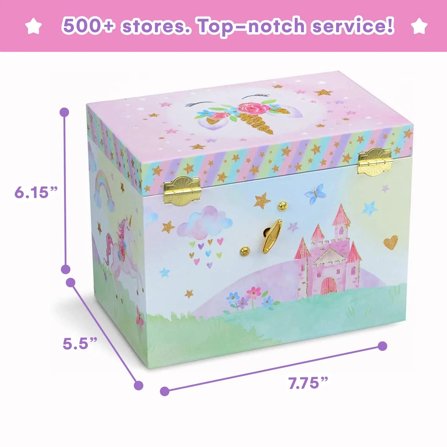 Musical Jewelry Box for Girls with 4 Pullout Drawer - Party Unicorn Jewelry Box, Beautiful Dreamer Tune & Unicorn Doll, Great Unicorn Gifts for Girls & Jewelry Storage Box