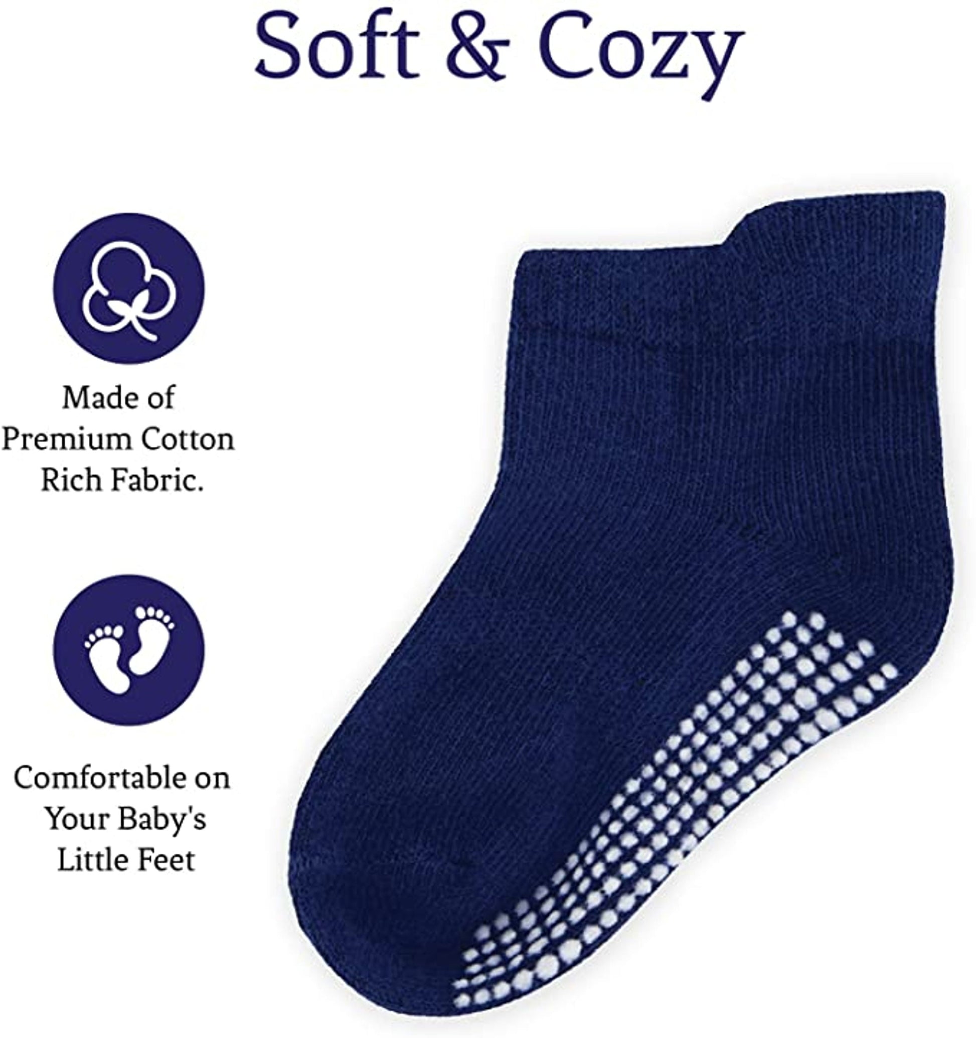 Unisex Non Slip Low-Cut Grip Socks for Infants and Toddlers (9 Pack)