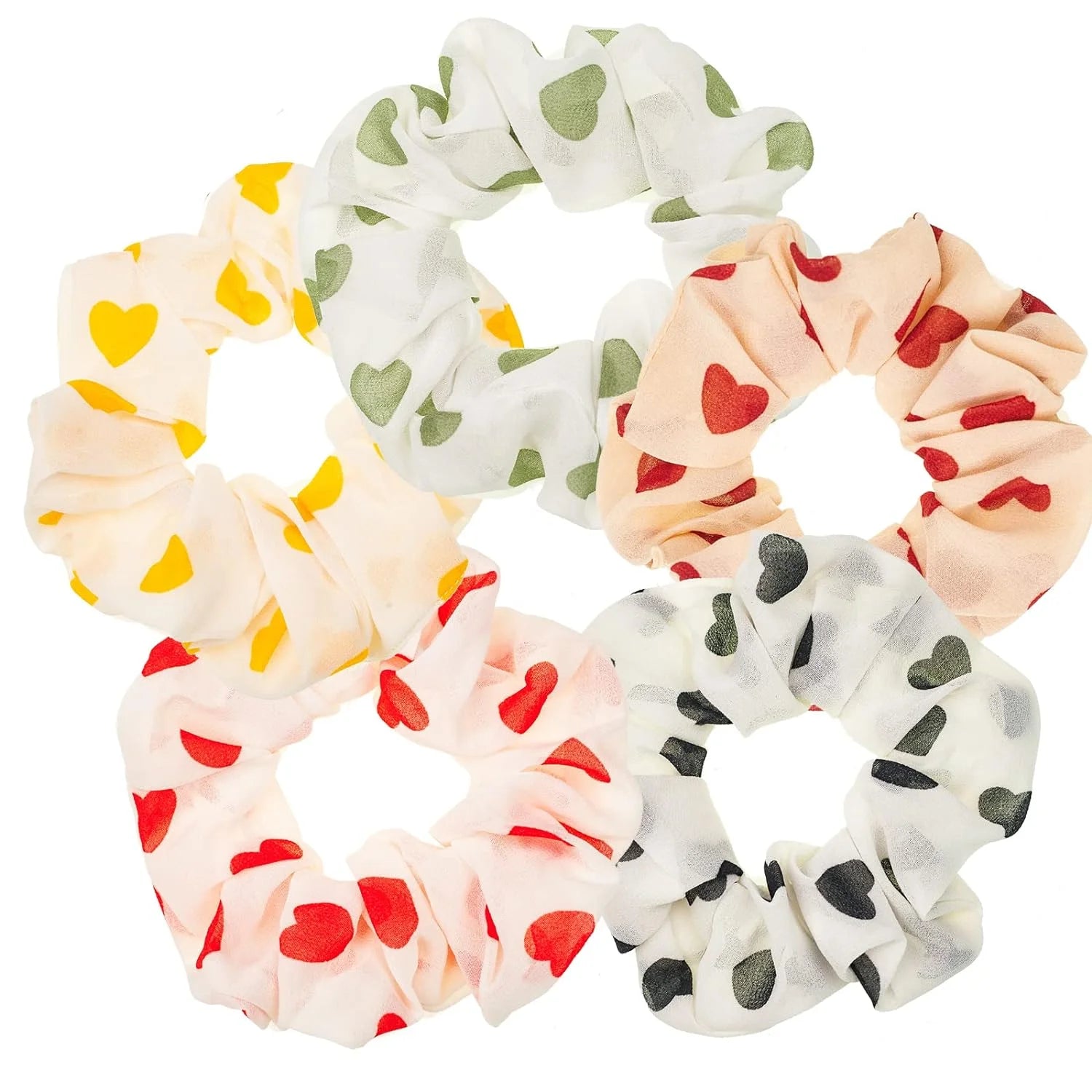 Women Cotton Bandana Print Hair Ties, Paisley, 5 Ct